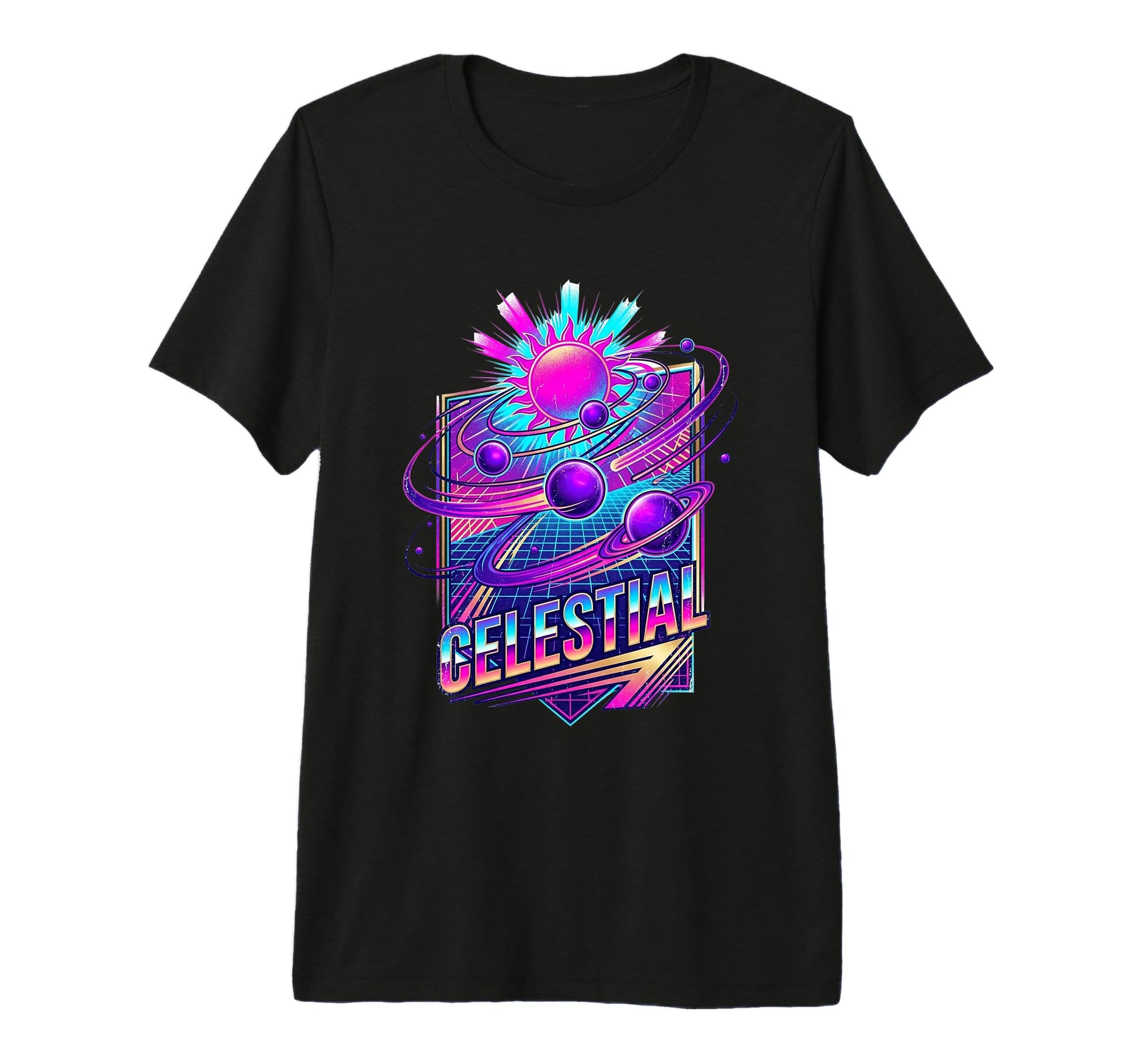Celestial Retrowave Solar System T-Shirt - Casual Everyday Wear for Adults - T-Shirt, Sweatshirt, Hoodie