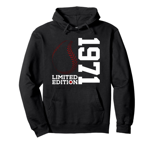 55Th Birthday Baseball 1971 Hoodie - Minimalist Print for Adults - T-Shirt, Sweatshirt, Hoodie