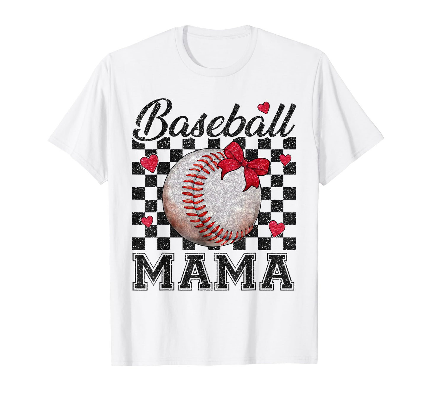 Baseball Mama Bow Softball Mom Baseball T-Shirt - Graphic Print for Adults - T-Shirt, Sweatshirt, Hoodie
