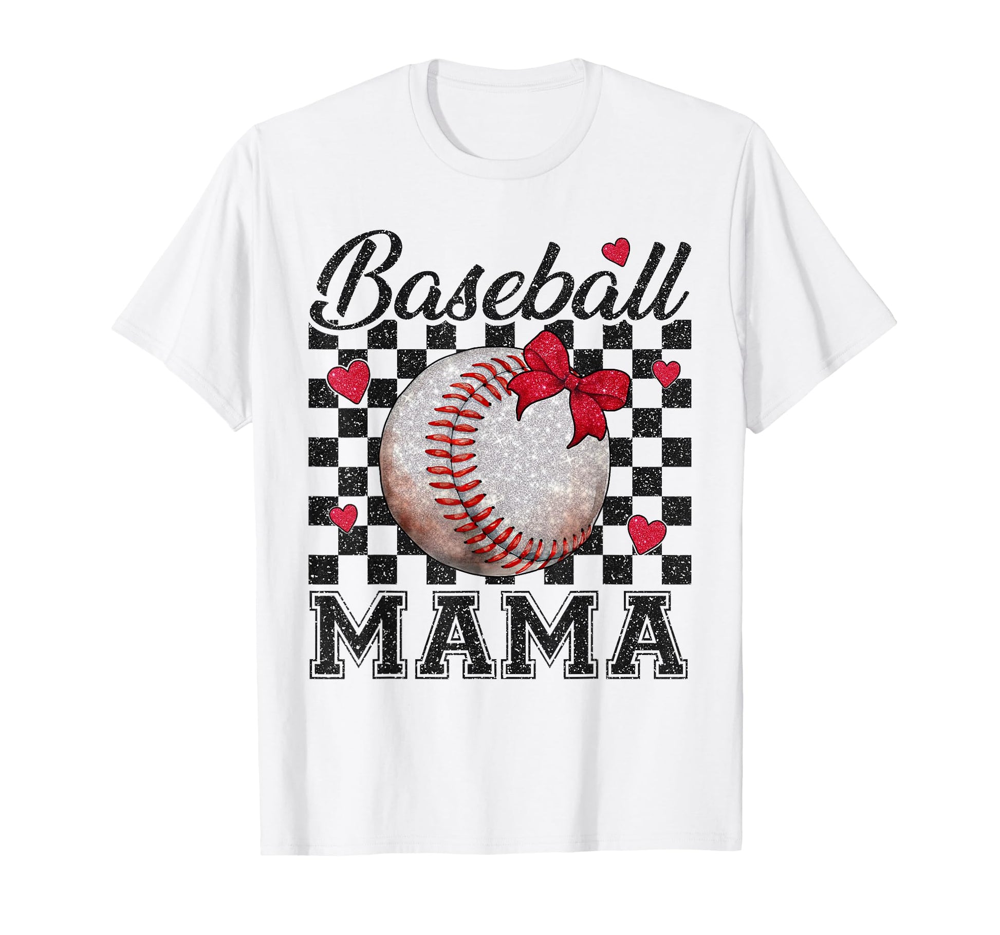 Baseball Mama Bow Softball Mom Baseball T-Shirt - Graphic Print for Adults - T-Shirt, Sweatshirt, Hoodie