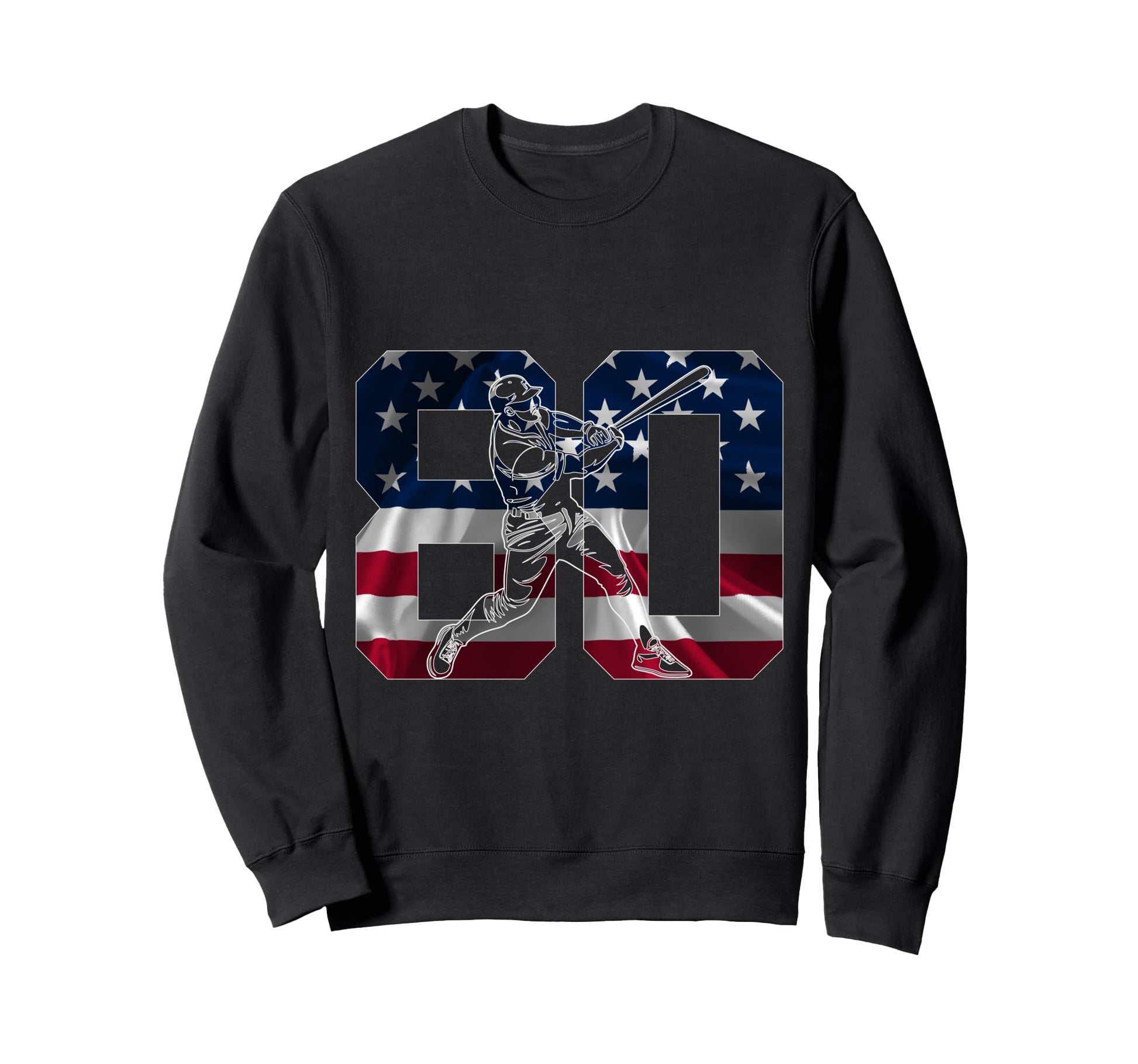 Number 80 Years Baseball 80Th Birthday Sweatshirt - Graphic Print Men Women - T-Shirt, Sweatshirt, Hoodie