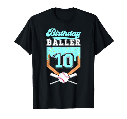 10Th Baseball Birthday 10 Year Old T-Shirt - Trendy Graphic Men Women - T-Shirt, Sweatshirt, Hoodie