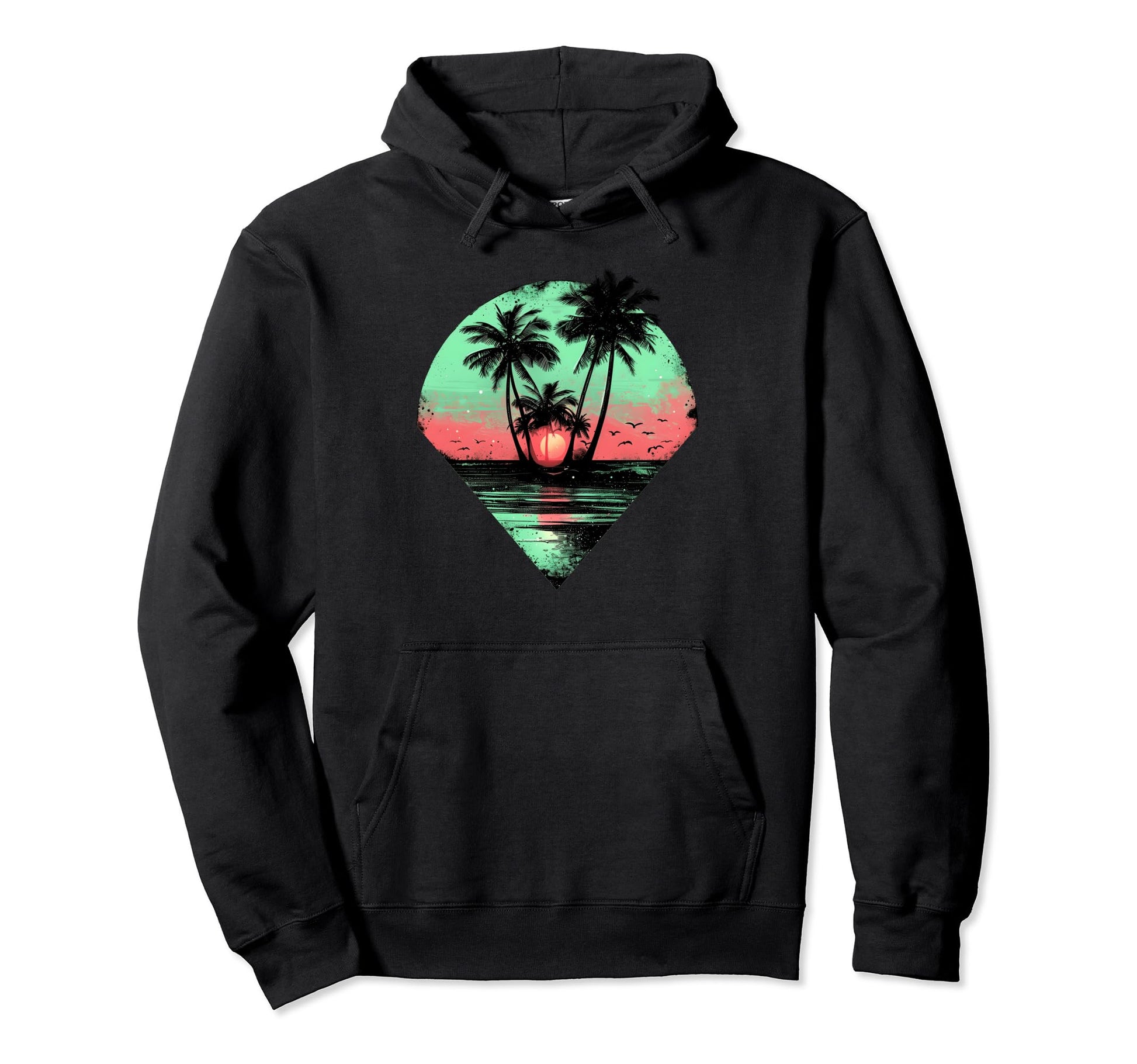 1980S 1990S Retrowave Palm Trees Sunset Hoodie - Trendy Graphic Unisex - T-Shirt, Sweatshirt, Hoodie