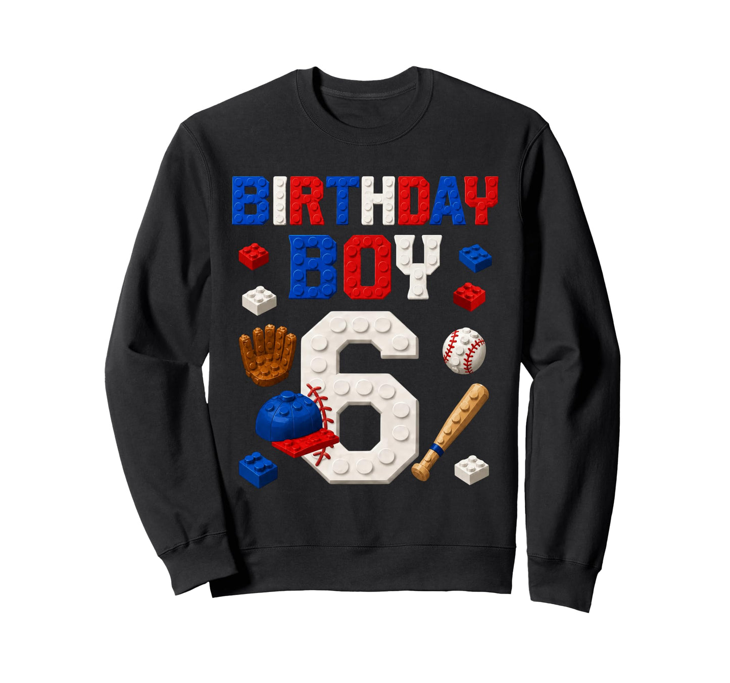 6Th Birthday 6 Year Old Baseball Sweatshirt - Custom Art Print Men Women - T-Shirt, Sweatshirt, Hoodie