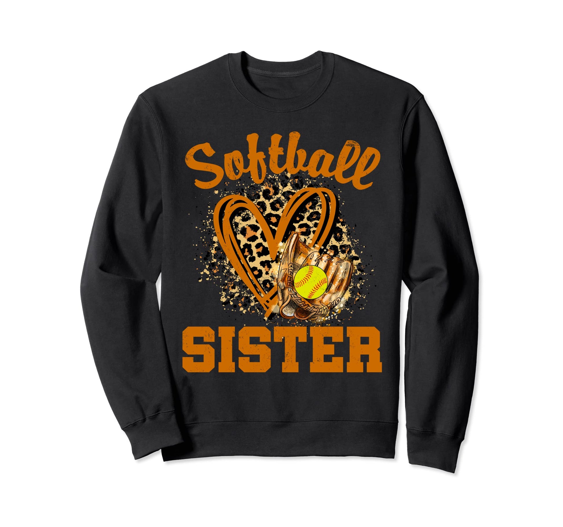 Softball Sister Game Day Leopard Sweatshirt - Graphic Print for Adults - T-Shirt, Sweatshirt, Hoodie