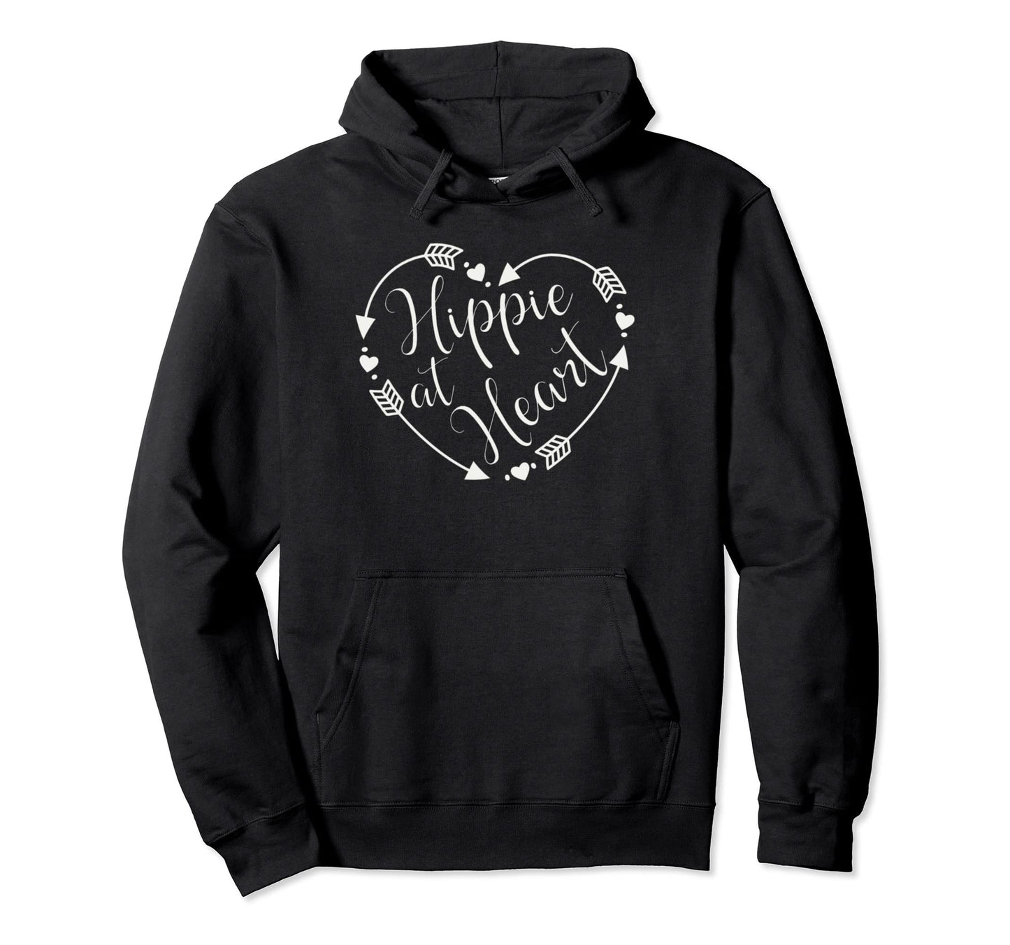 Happy Hippie Groovy Hippie Heart Hoodie - Minimalist Print for Adults - T-Shirt, Sweatshirt, Hoodie