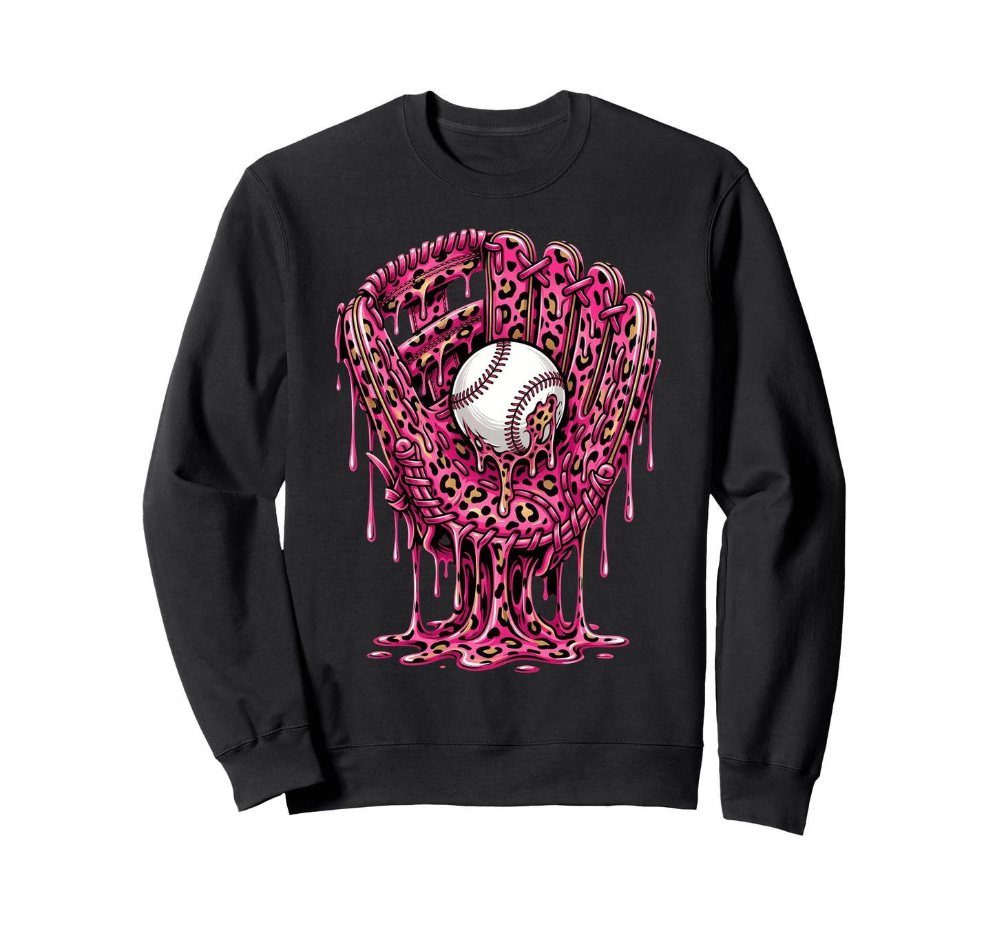 Drip Baseball Leopard Pattern Sweatshirt - Custom Art Print for Adults - T-Shirt, Sweatshirt, Hoodie