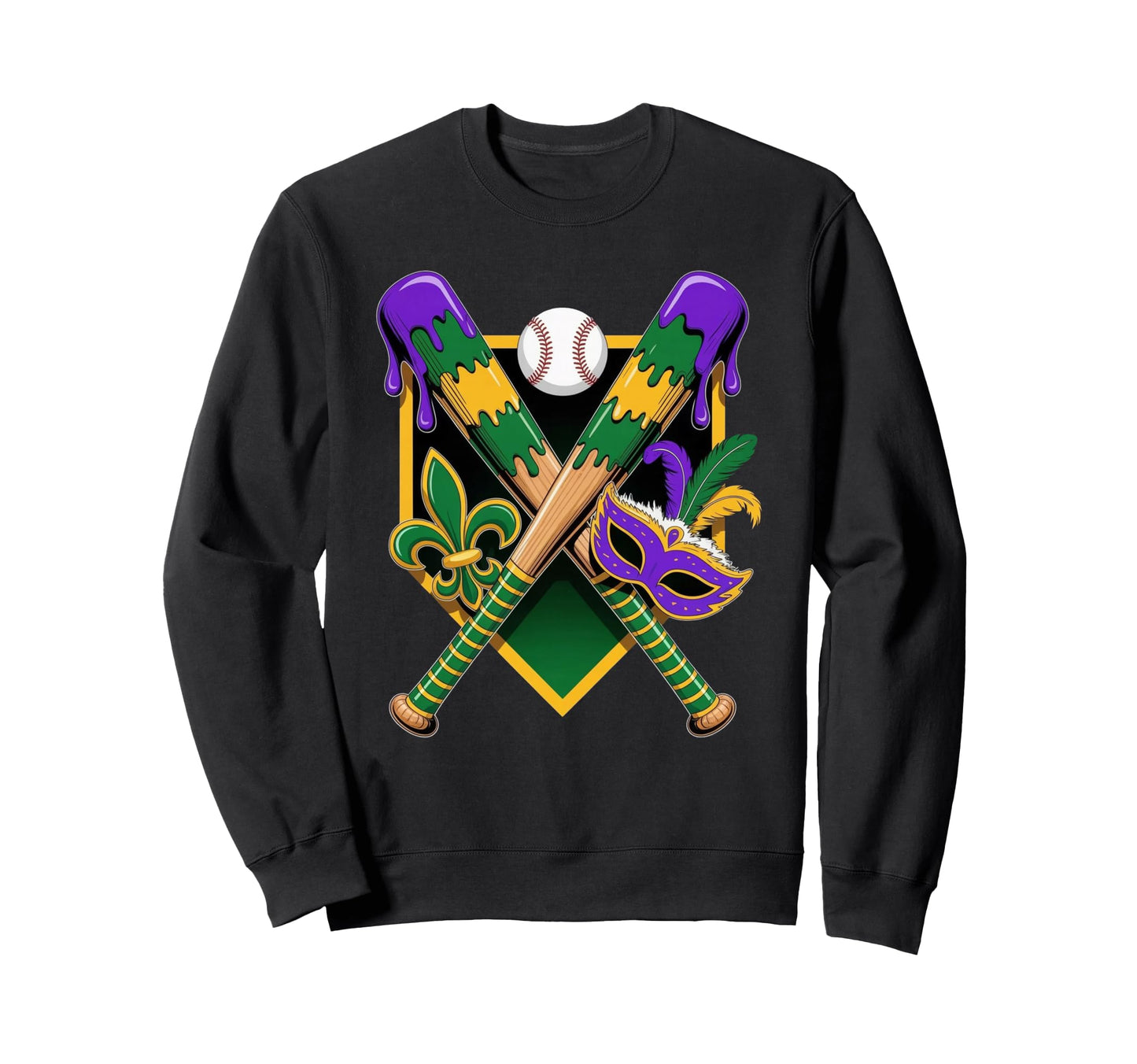 Baseball Mardi Gras Carnival Party Mask Sweatshirt - Graphic Print Unisex - T-Shirt, Sweatshirt, Hoodie