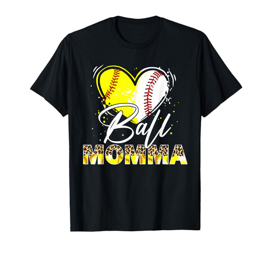 Ball Momma Leopard Baseball T-Shirt - Aesthetic Graphic for Adults - T-Shirt, Sweatshirt, Hoodie