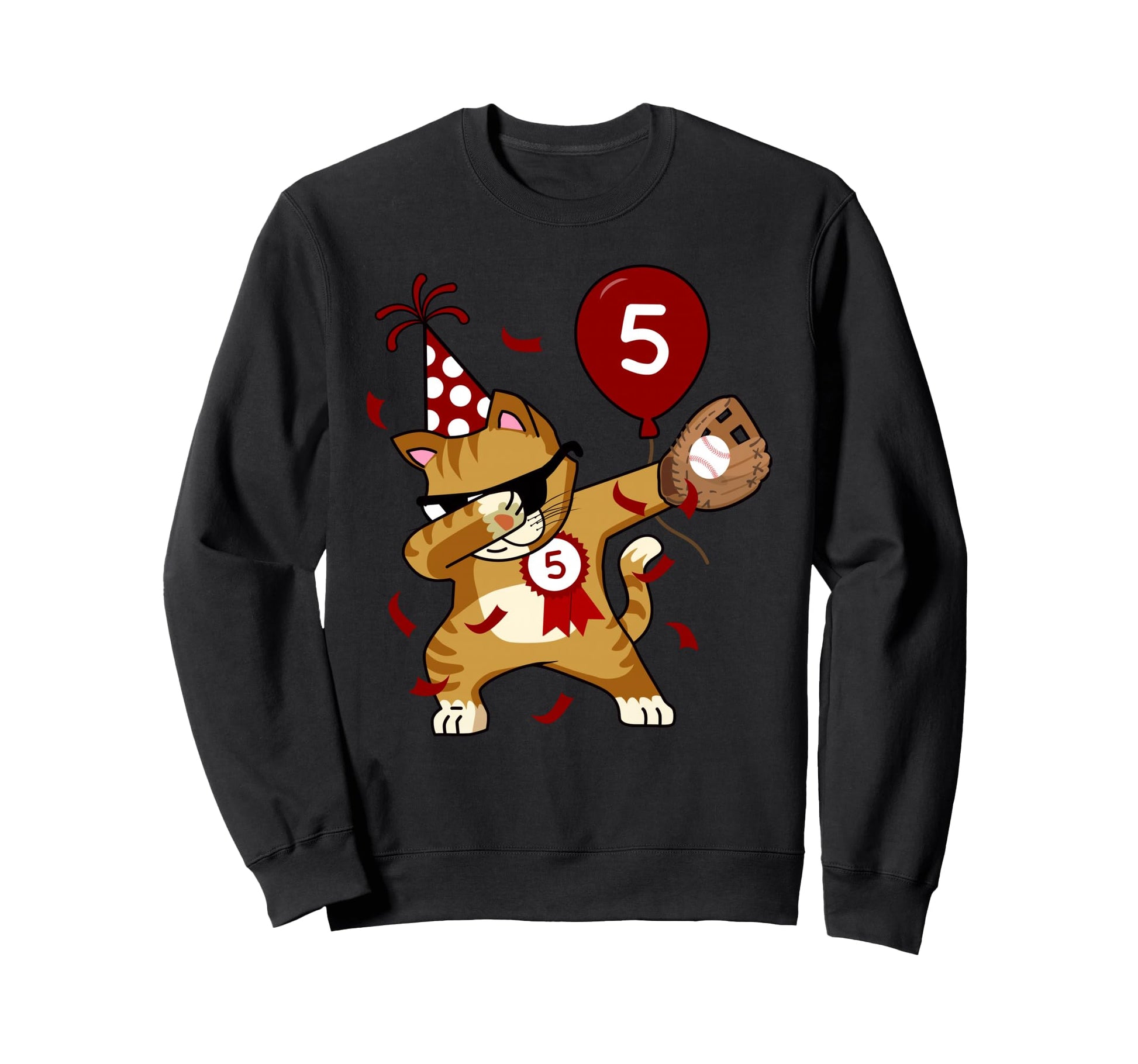 Dabbing Cat Baseball 5Th Birthday Sweatshirt - Trendy Graphic Men Women - T-Shirt, Sweatshirt, Hoodie