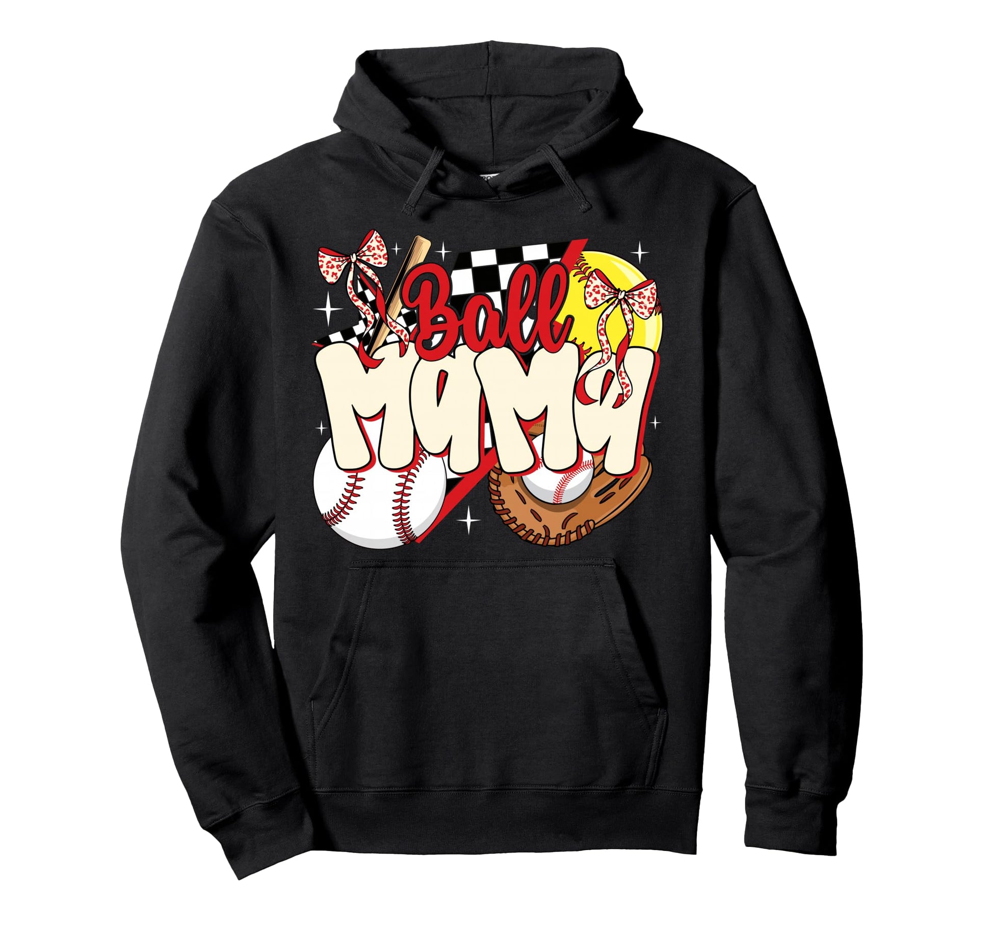 Mom Both Ball Mom Half Softball Half Hoodie - Graphic Print Men Women - T-Shirt, Sweatshirt, Hoodie