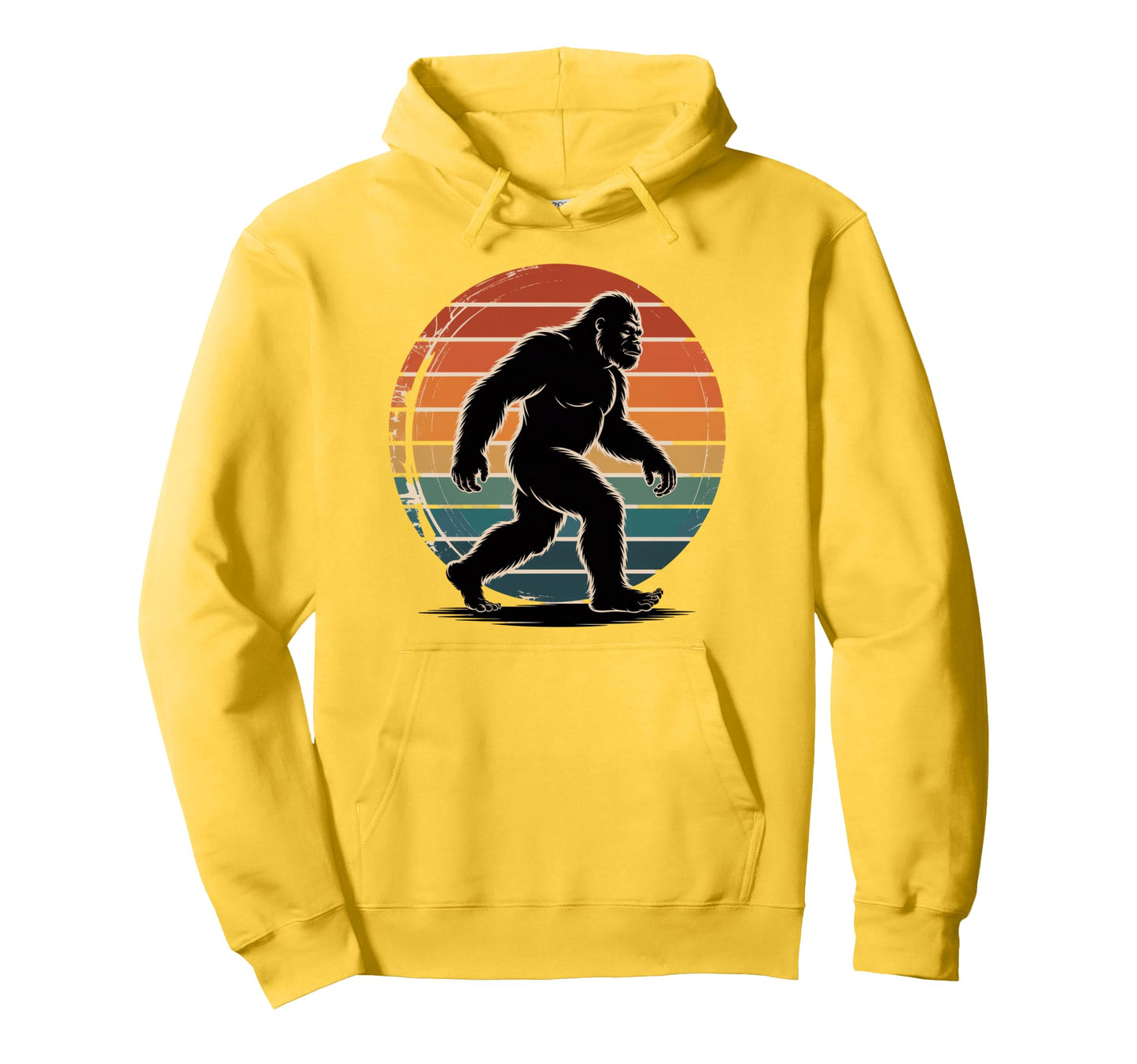 Bigfoot Sunset Stripes Silhouette Hoodie - Fun Novelty Design for Adults - T-Shirt, Sweatshirt, Hoodie