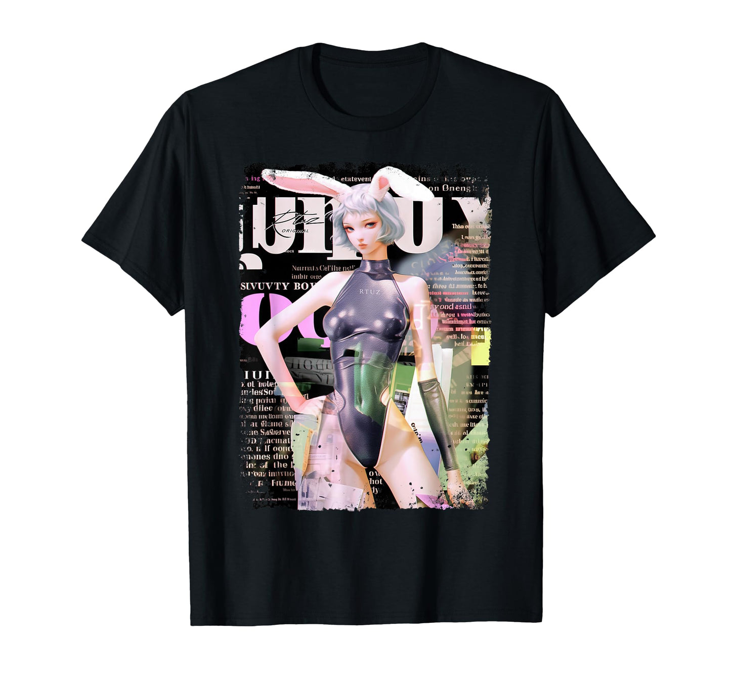 Magazin Cover Bunny Collage Sexy Model T-Shirt - Aesthetic Graphic Unisex - T-Shirt, Sweatshirt, Hoodie