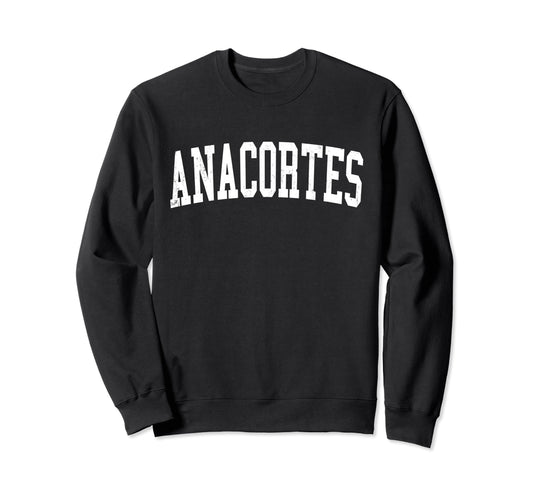 Anacortes Wa Distressed White Varsity Sweatshirt - Novelty Apparel Unisex - T-Shirt, Sweatshirt, Hoodie