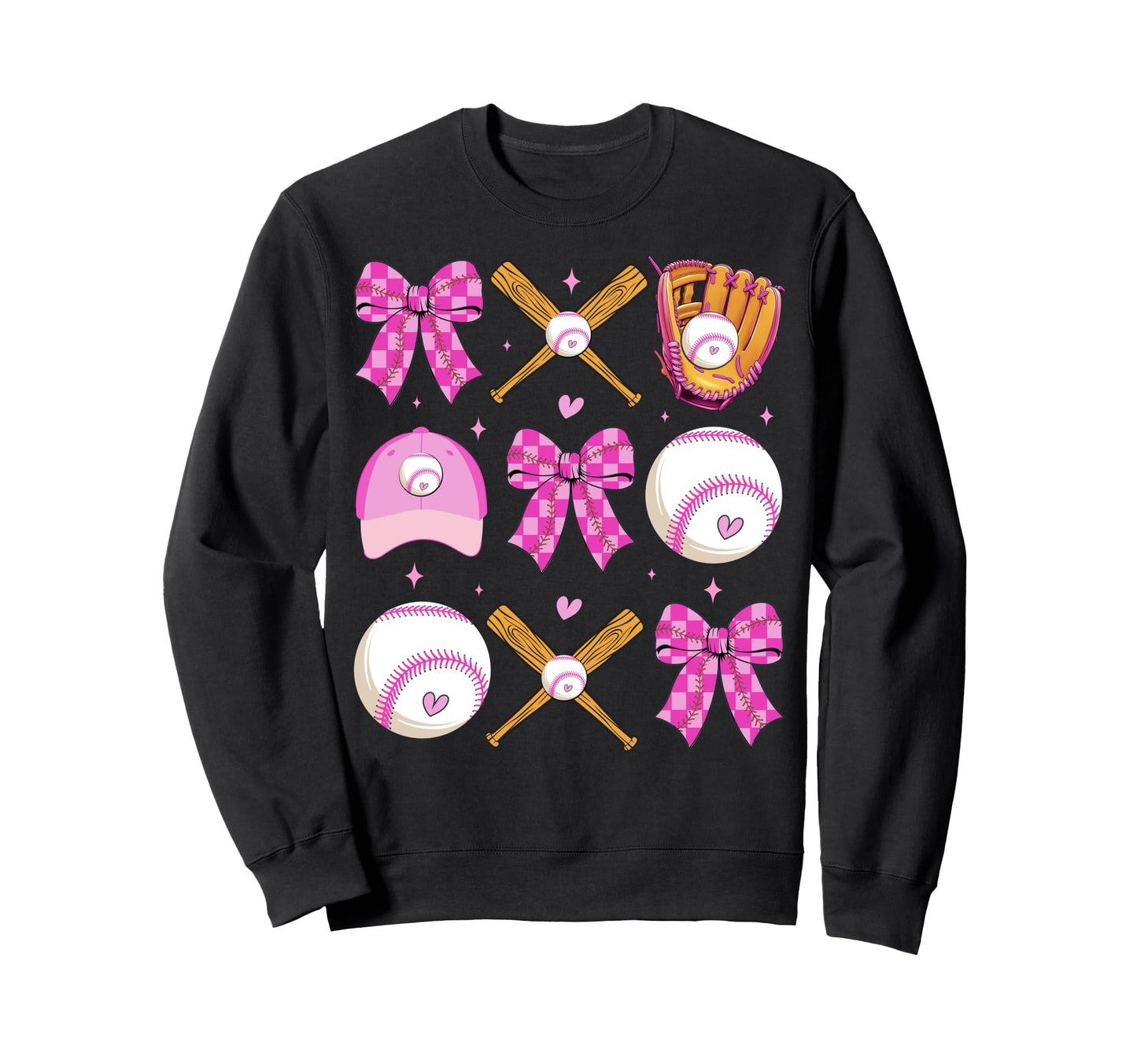 Checkered Mama Bow Baseball Mom Sweatshirt - Fun Novelty Design Men Women - T-Shirt, Sweatshirt, Hoodie