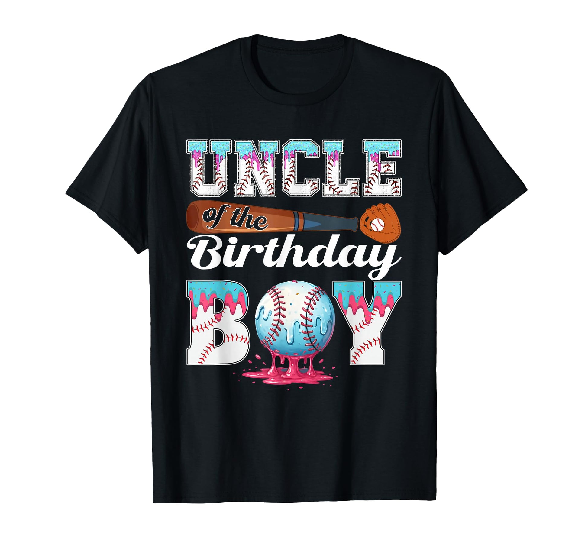Baseball Ice Cream Drip Uncle T-Shirt - Custom Art Print for Adults - T-Shirt, Sweatshirt, Hoodie