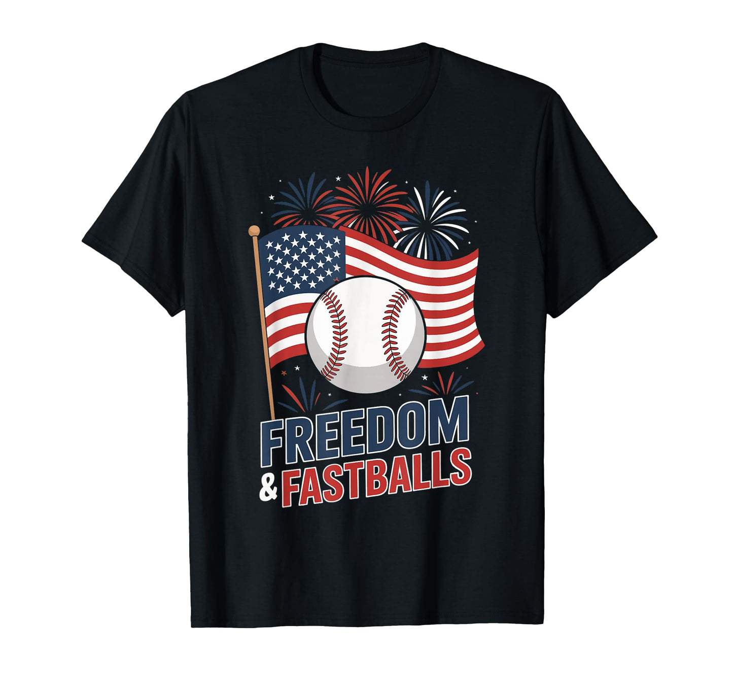 Patriotic Firework Baseball 4Th July T-Shirt - Minimalist Print Unisex - T-Shirt, Sweatshirt, Hoodie