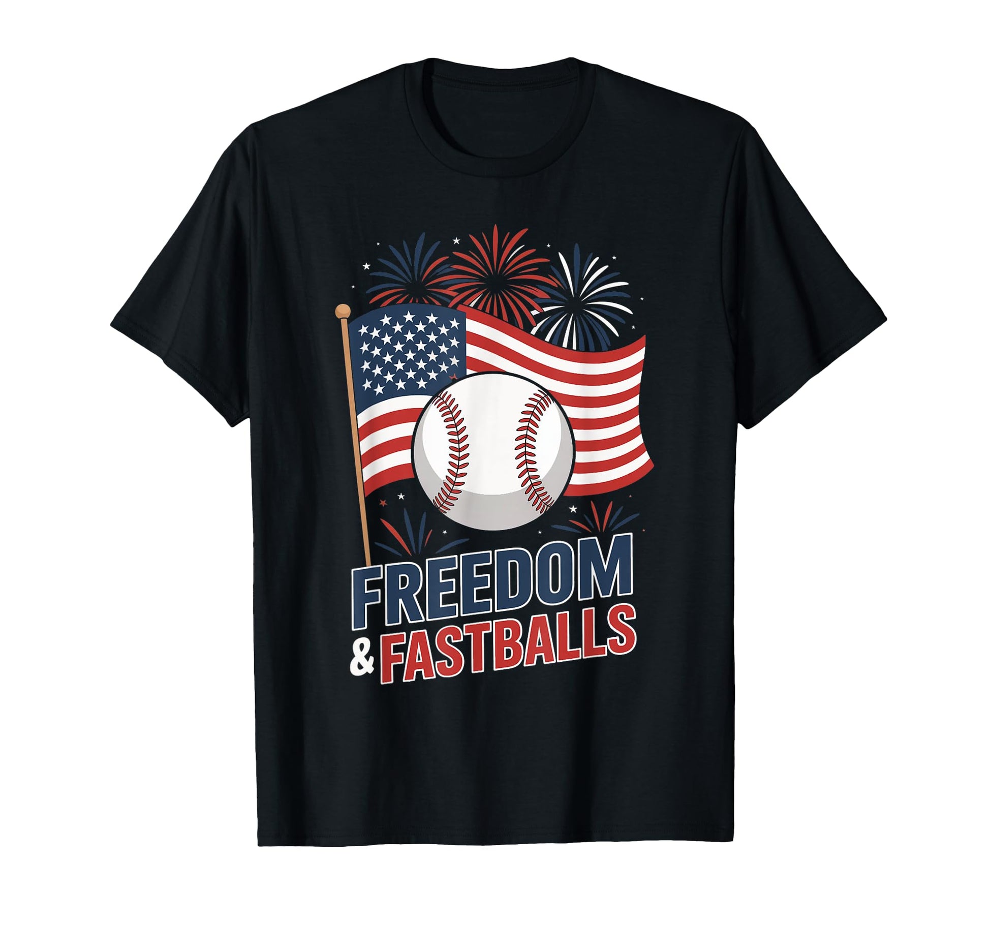 Patriotic Firework Baseball 4Th July T-Shirt - Minimalist Print Unisex - T-Shirt, Sweatshirt, Hoodie