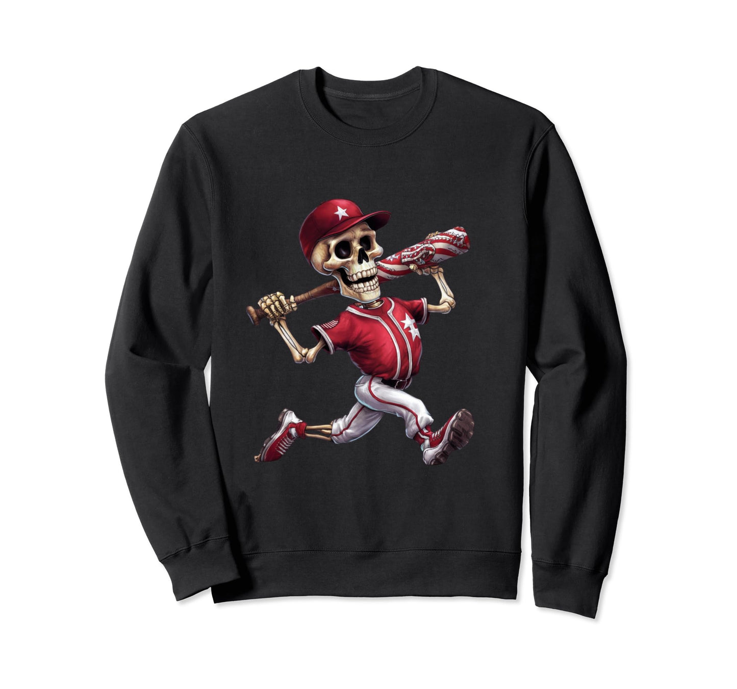 Patriotic Skeleton Baseball 4Th Sweatshirt - Minimalist Print Men Women - T-Shirt, Sweatshirt, Hoodie