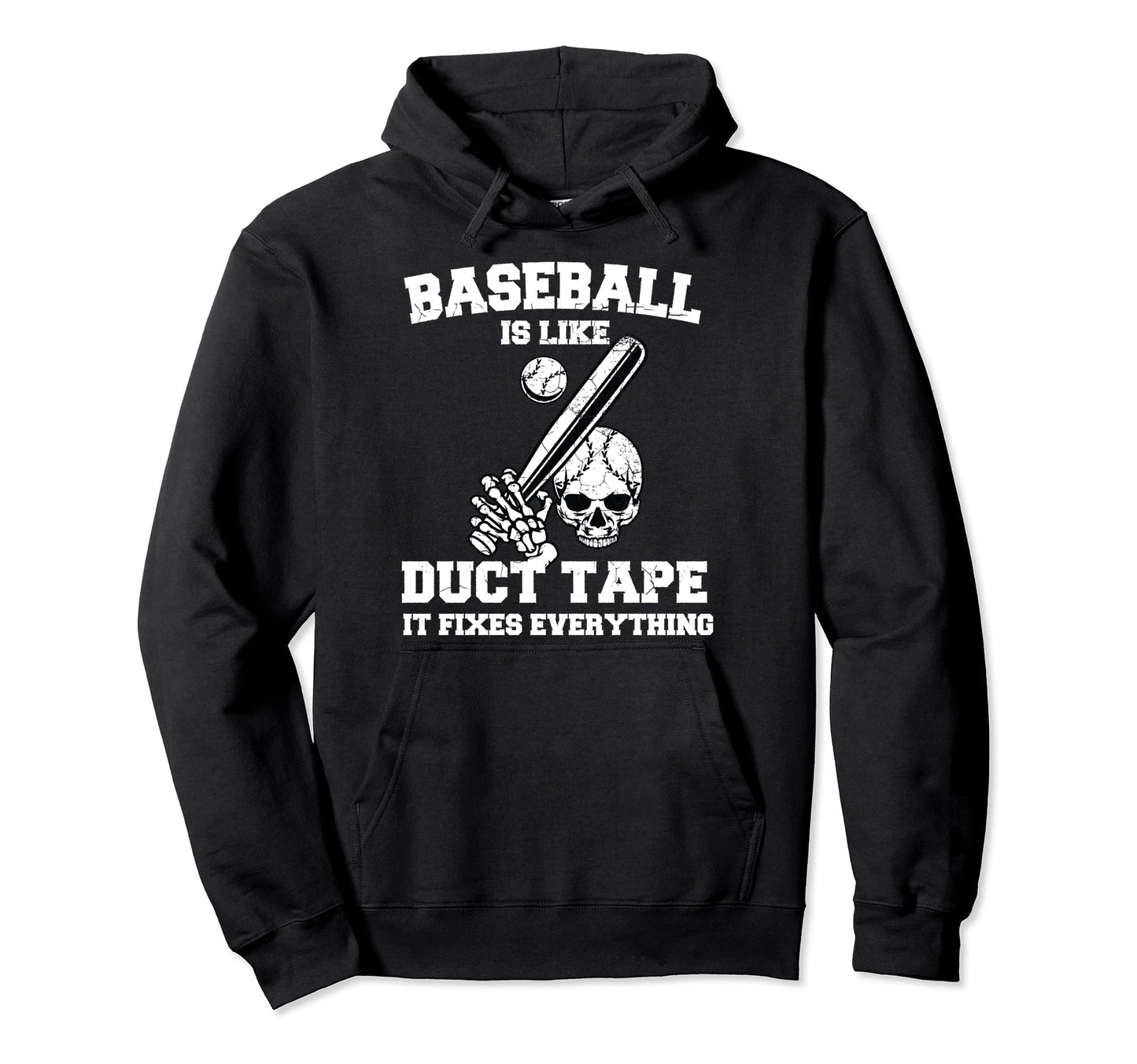 Funny Baseball Pitcher Catcher Skull Hoodie - Casual Everyday Wear Unisex - T-Shirt, Sweatshirt, Hoodie