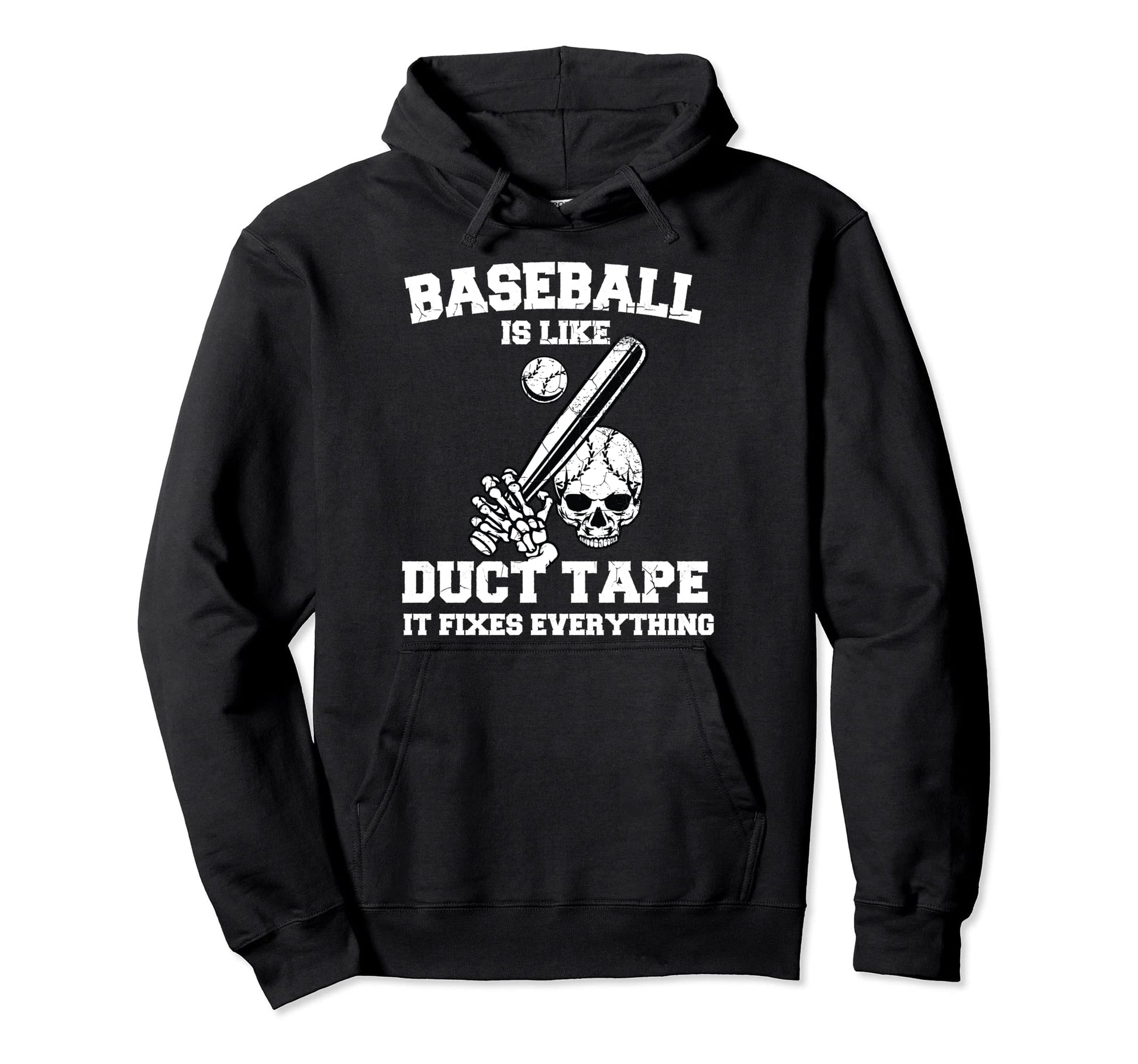 Funny Baseball Pitcher Catcher Skull Hoodie - Casual Everyday Wear Unisex - T-Shirt, Sweatshirt, Hoodie