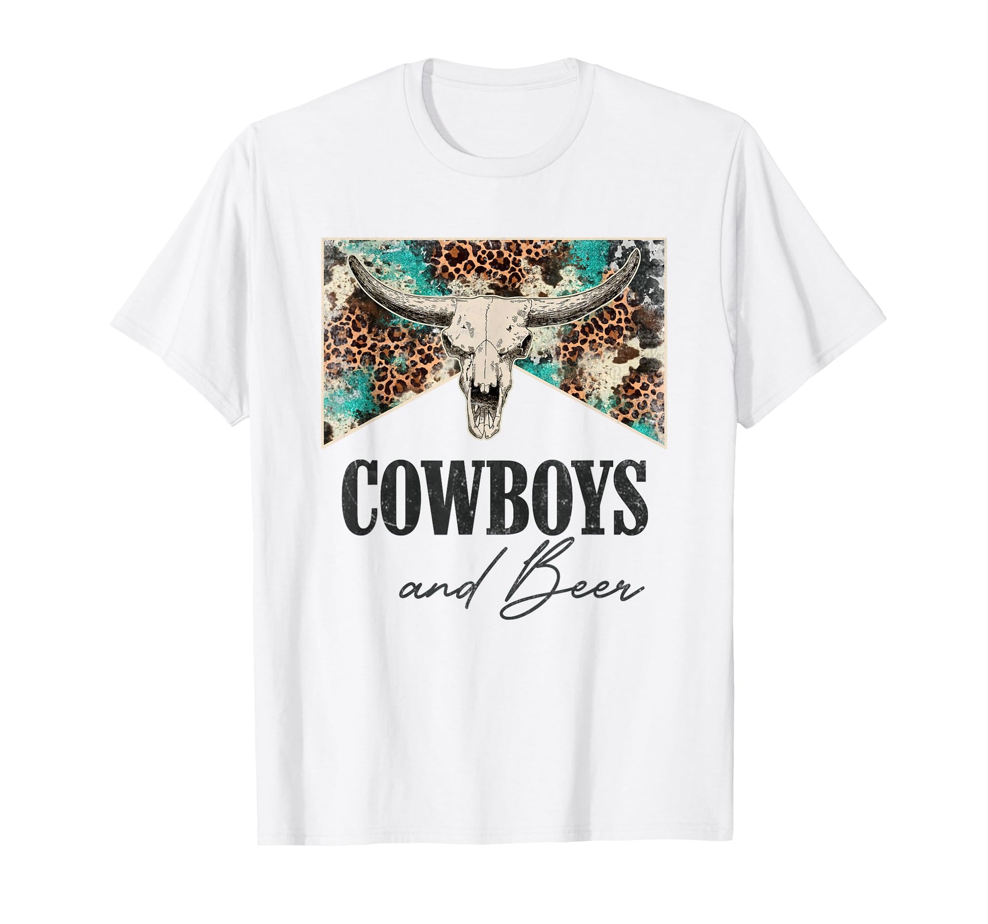 Leopard Western Life Country Bull Skull T-Shirt - Unique Graphic Unisex - T-Shirt, Sweatshirt, Hoodie