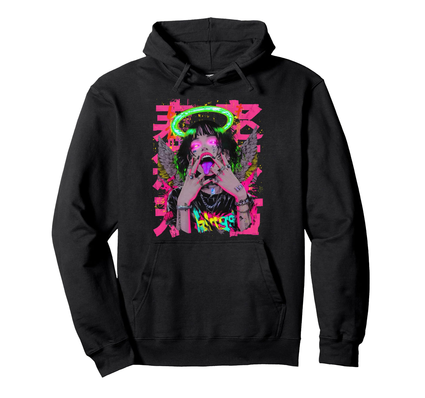 Japanese Cyberpunk Angel Streetwear Y2K Hoodie - Trendy Graphic Unisex - T-Shirt, Sweatshirt, Hoodie