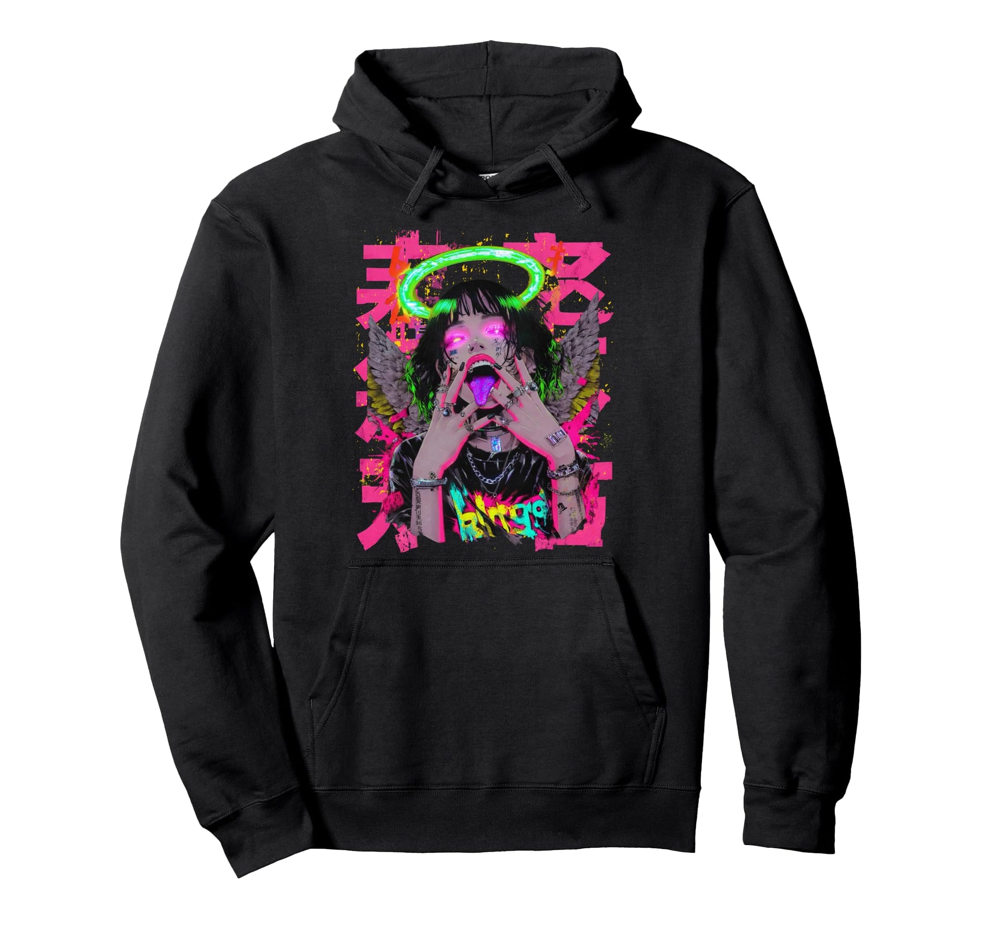 Japanese Cyberpunk Angel Streetwear Y2K Hoodie - Trendy Graphic Unisex - T-Shirt, Sweatshirt, Hoodie