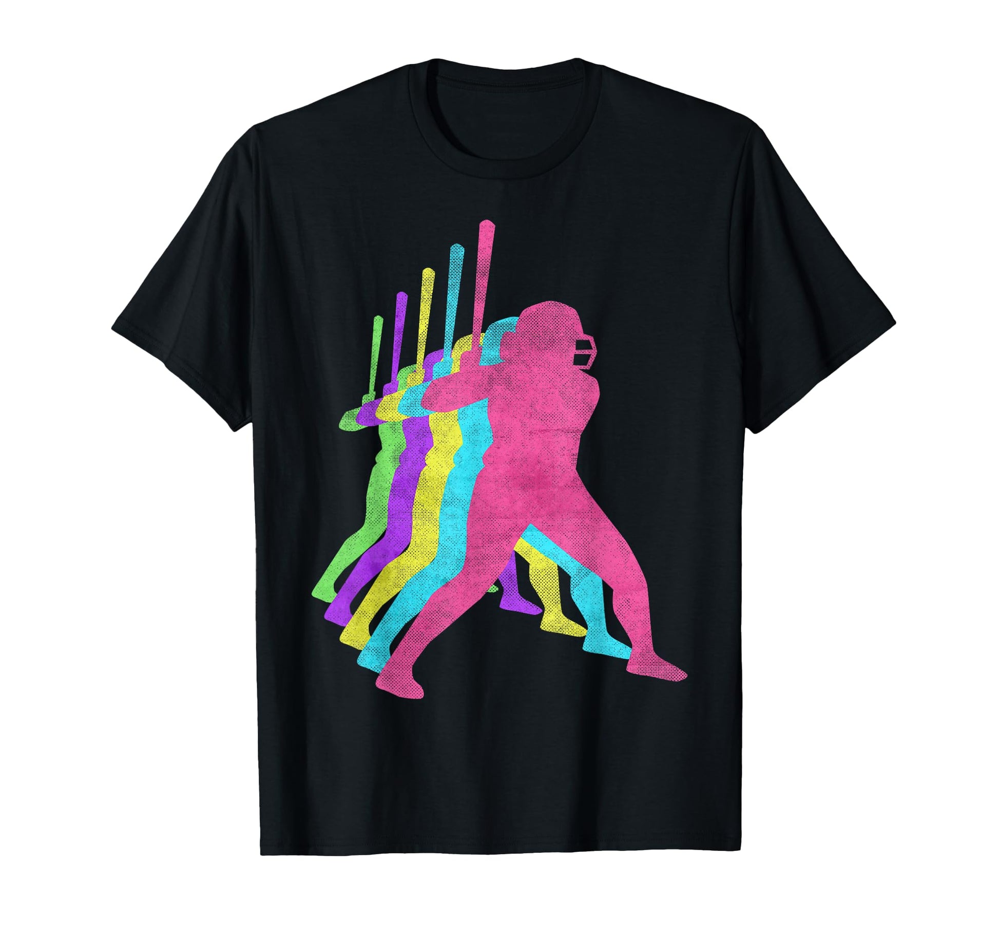 Softball Homerun Hit 80S Colors T-Shirt - Casual Everyday Wear Men Women - T-Shirt, Sweatshirt, Hoodie