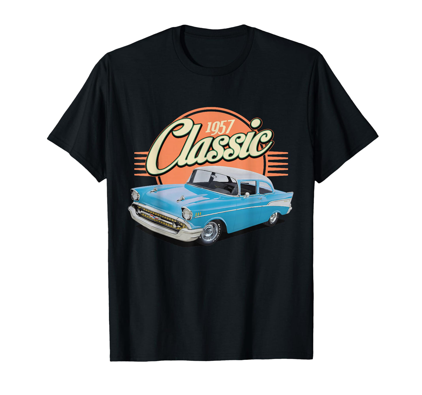 1957 57 Bel Air Car Old School Hot Rod T-Shirt - Trendy Graphic for Adults - T-Shirt, Sweatshirt, Hoodie