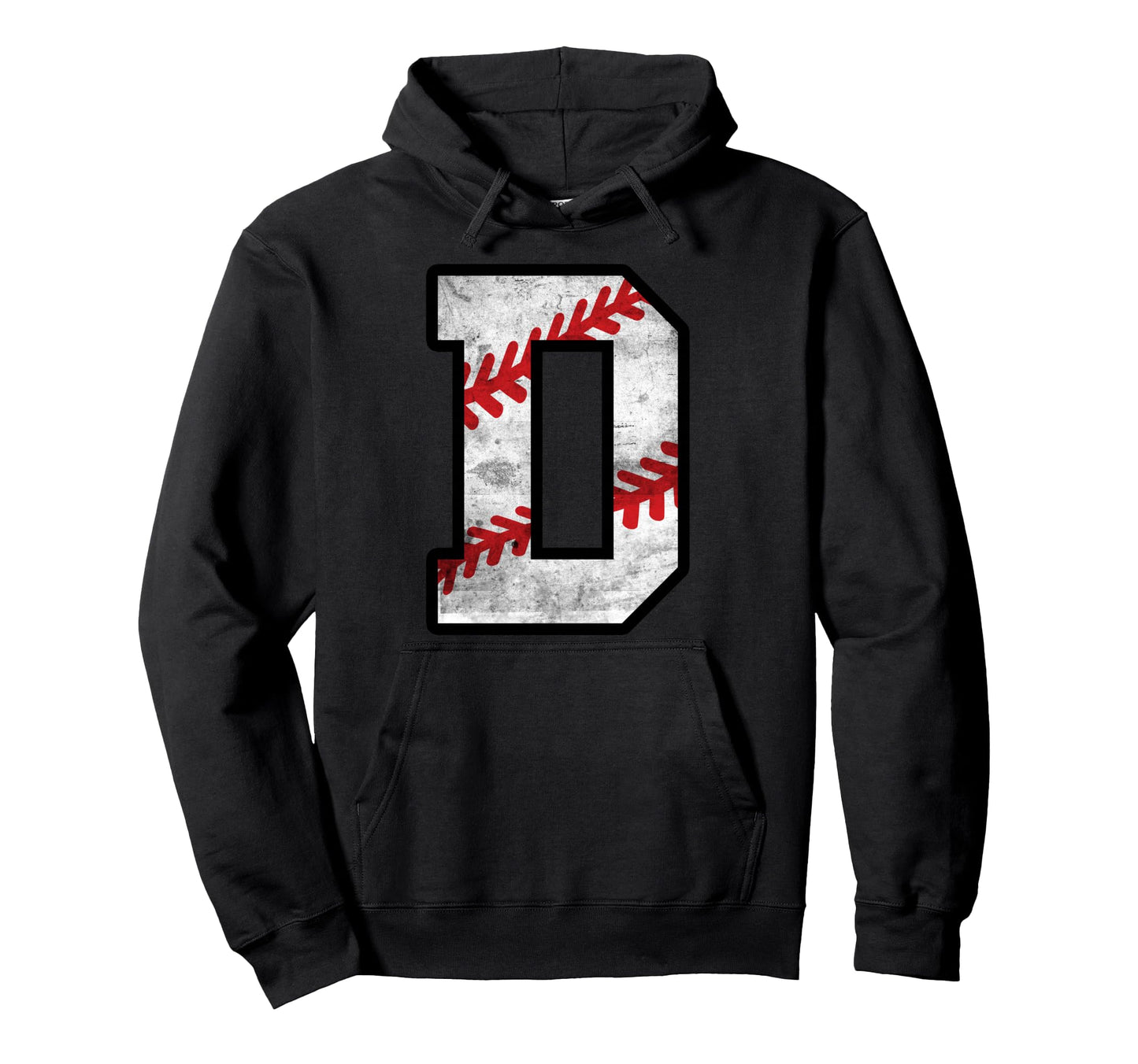 Distressed Baseball Letter D Hoodie - Streetwear Style for Adults - T-Shirt, Sweatshirt, Hoodie