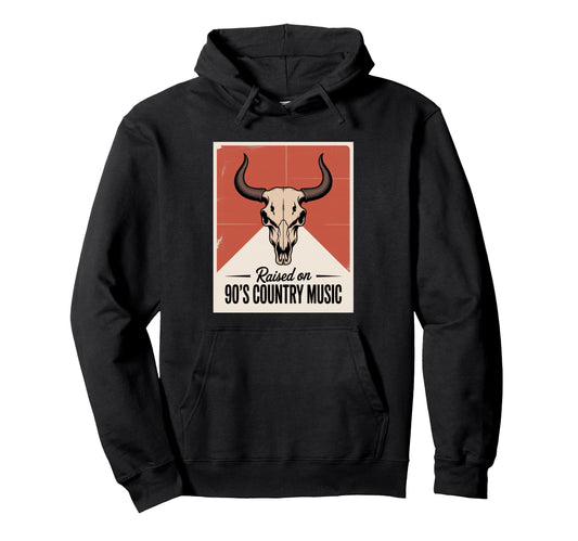 90S Country Music Bull Skull Western Hoodie - Streetwear Style Men Women - T-Shirt, Sweatshirt, Hoodie