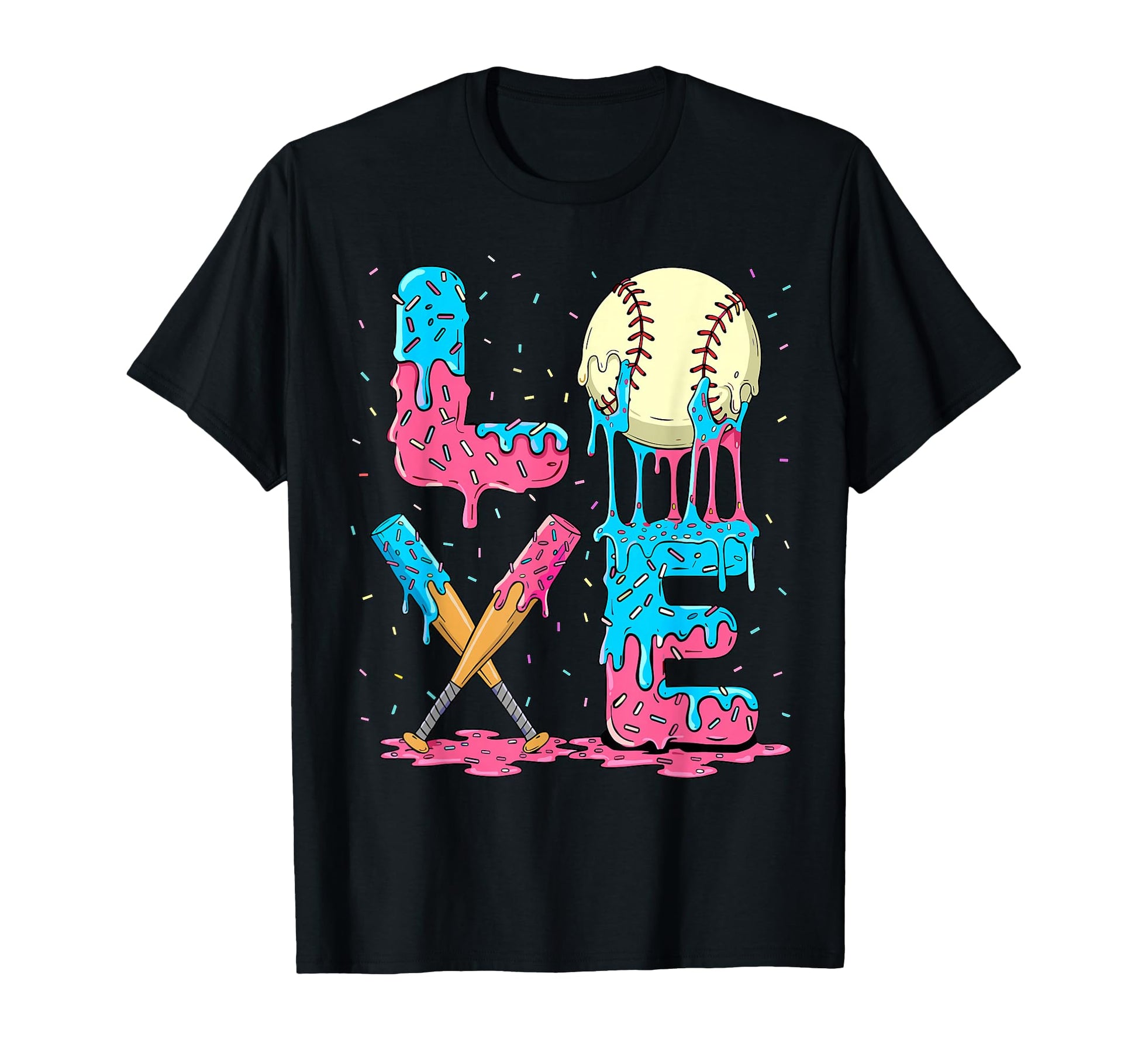 Baseball Love Drip Ice Cream Colorful T-Shirt - Aesthetic Graphic Unisex - T-Shirt, Sweatshirt, Hoodie