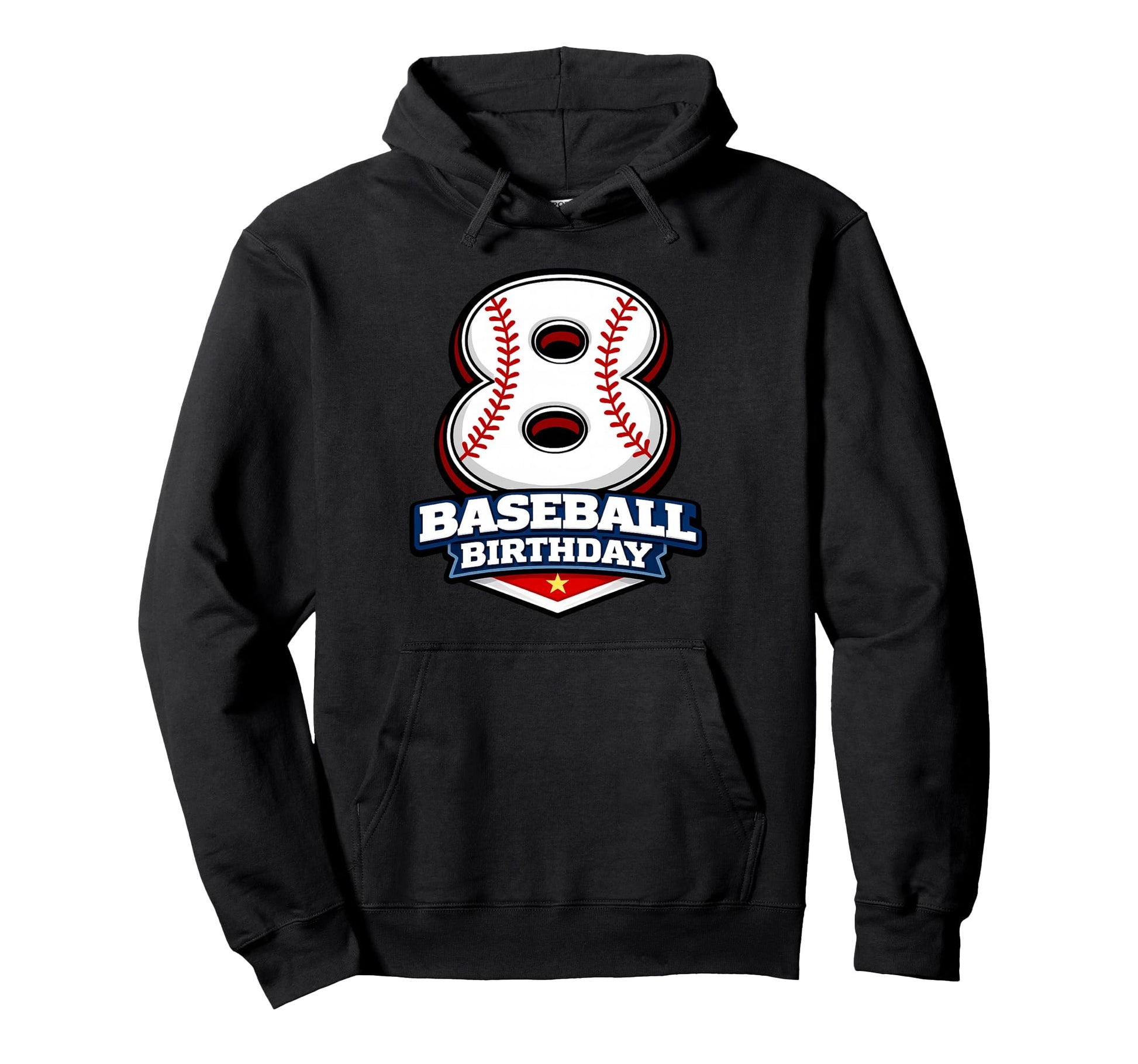 8Th Baseball Birthday 8 Years Old Party Hoodie - Graphic Print Unisex - T-Shirt, Sweatshirt, Hoodie