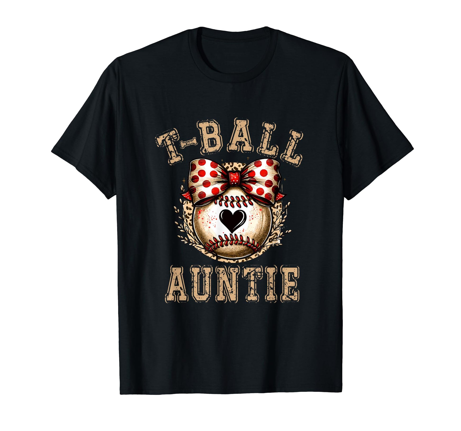 T Ball Auntie Ball Bow Baseball Teen T-Shirt - Trendy Graphic Men Women - T-Shirt, Sweatshirt, Hoodie