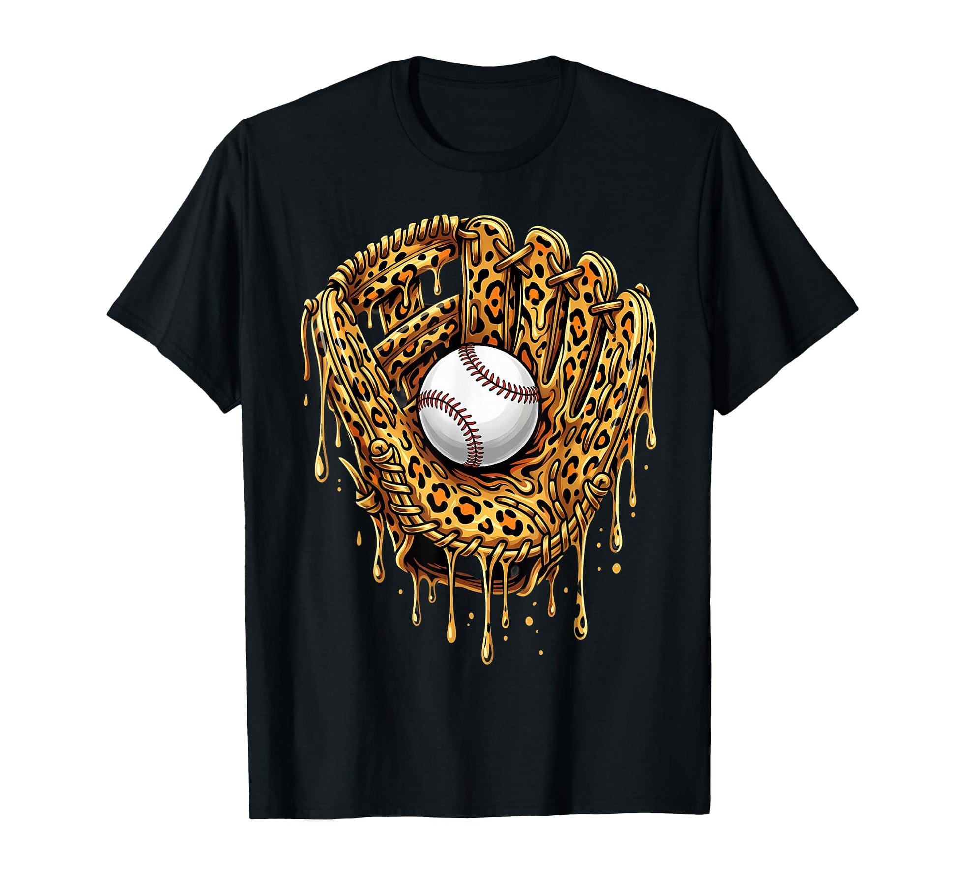 Leopard Baseball Drip Baseball Player T-Shirt - Unique Graphic for Adults - T-Shirt, Sweatshirt, Hoodie