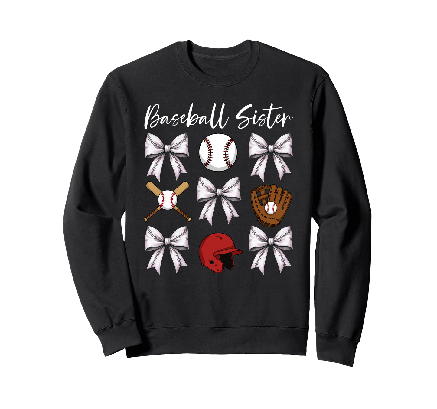 Baseball Sister Coquette Bow Cheer Sweatshirt - Minimalist Print Men Women - T-Shirt, Sweatshirt, Hoodie