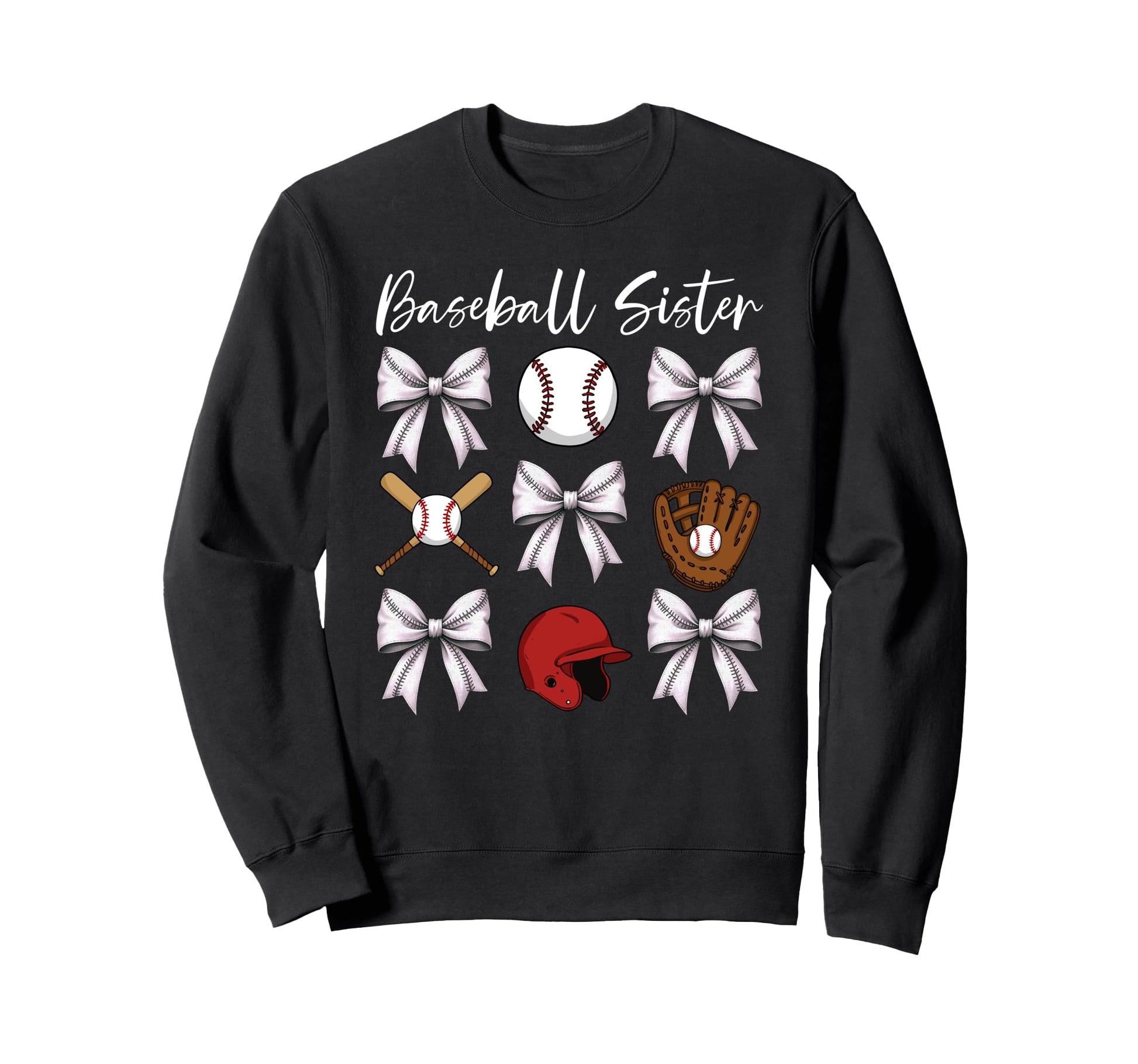 Baseball Sister Coquette Bow Cheer Sweatshirt - Minimalist Print Men Women - T-Shirt, Sweatshirt, Hoodie