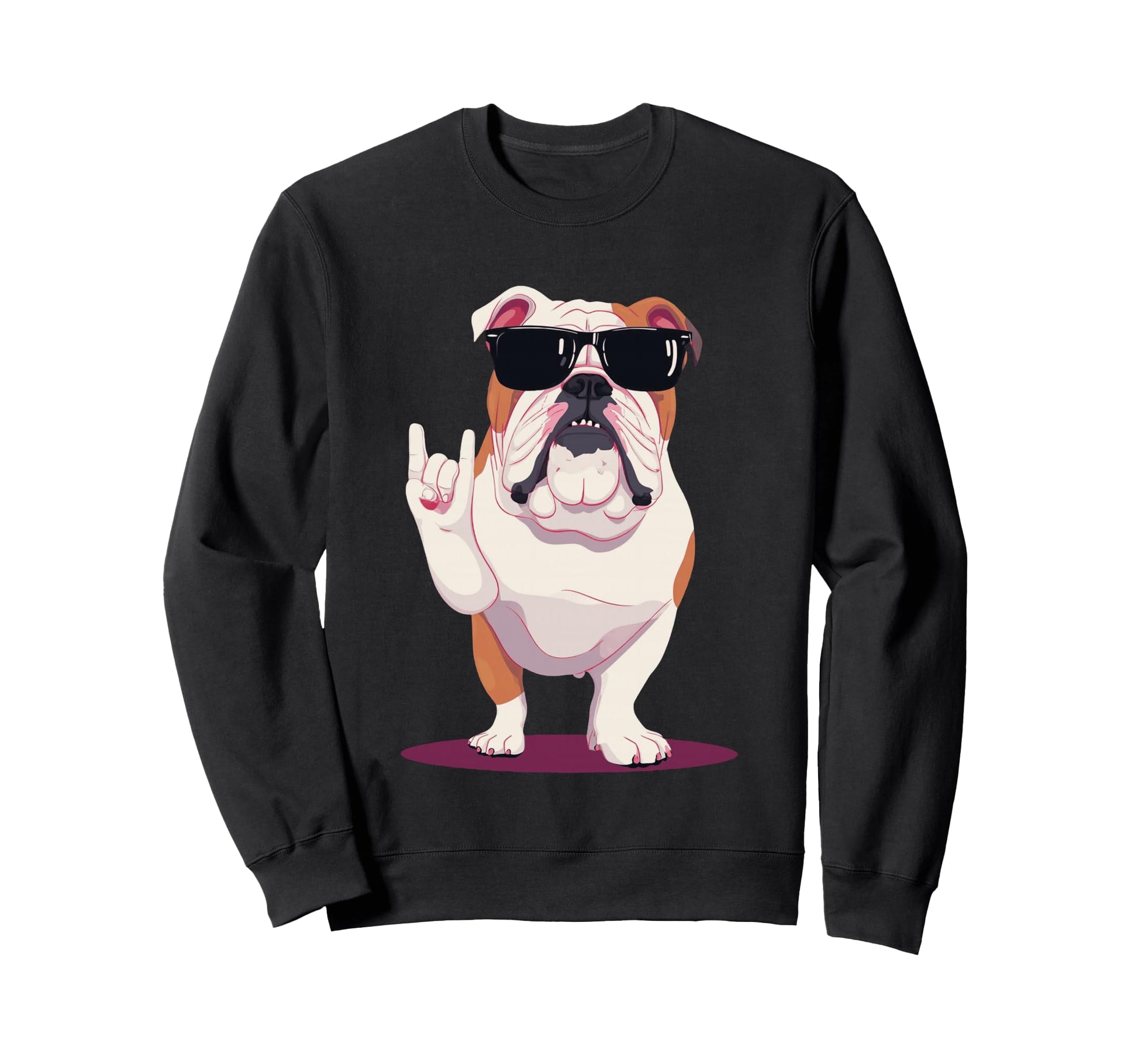 English Bulldog Rock Hand Sweatshirt - Casual Everyday Wear for Adults - T-Shirt, Sweatshirt, Hoodie