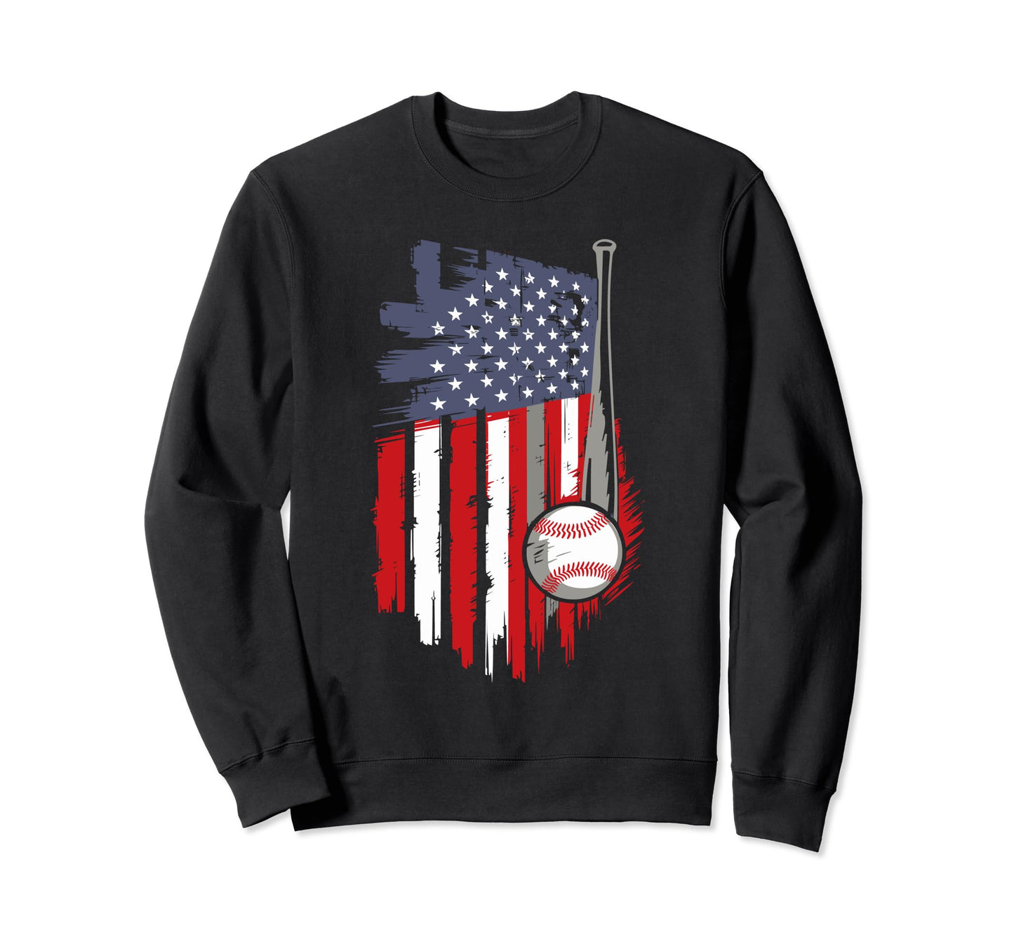 Distressed American Flag Baseball Sweatshirt - Aesthetic Graphic for Adults - T-Shirt, Sweatshirt, Hoodie