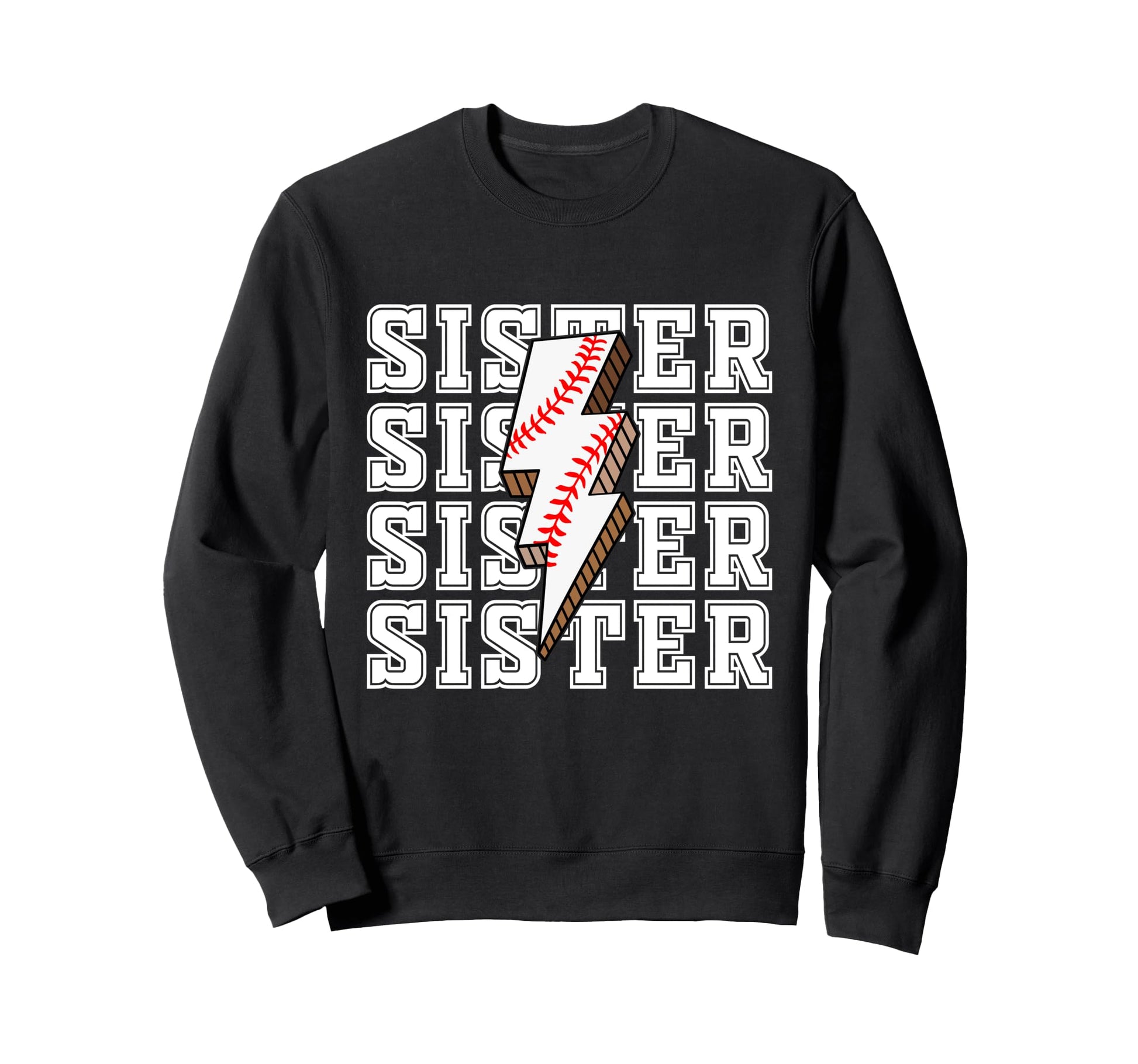 Sister Baseball Lightning Bolt Sports Sweatshirt - Unique Graphic Unisex - T-Shirt, Sweatshirt, Hoodie