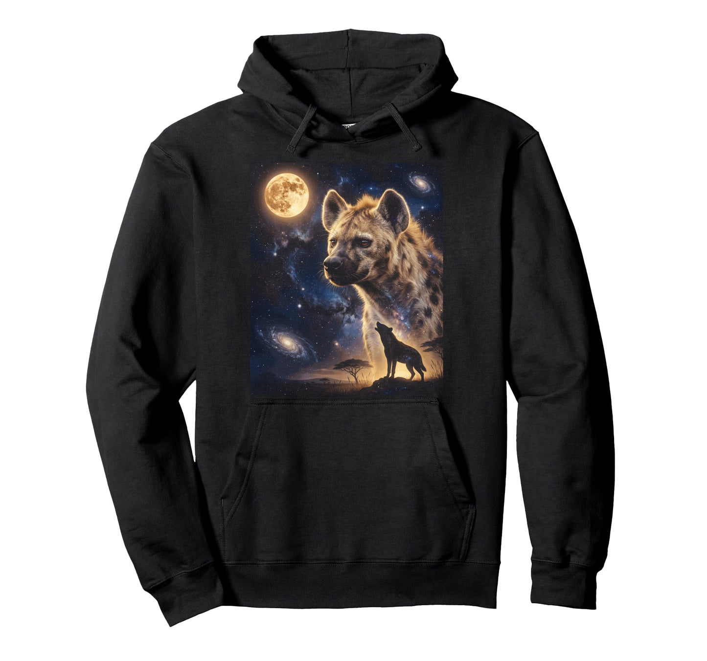 Celestial Hyena Full Moon Howling Hoodie - Minimalist Print Men Women - T-Shirt, Sweatshirt, Hoodie