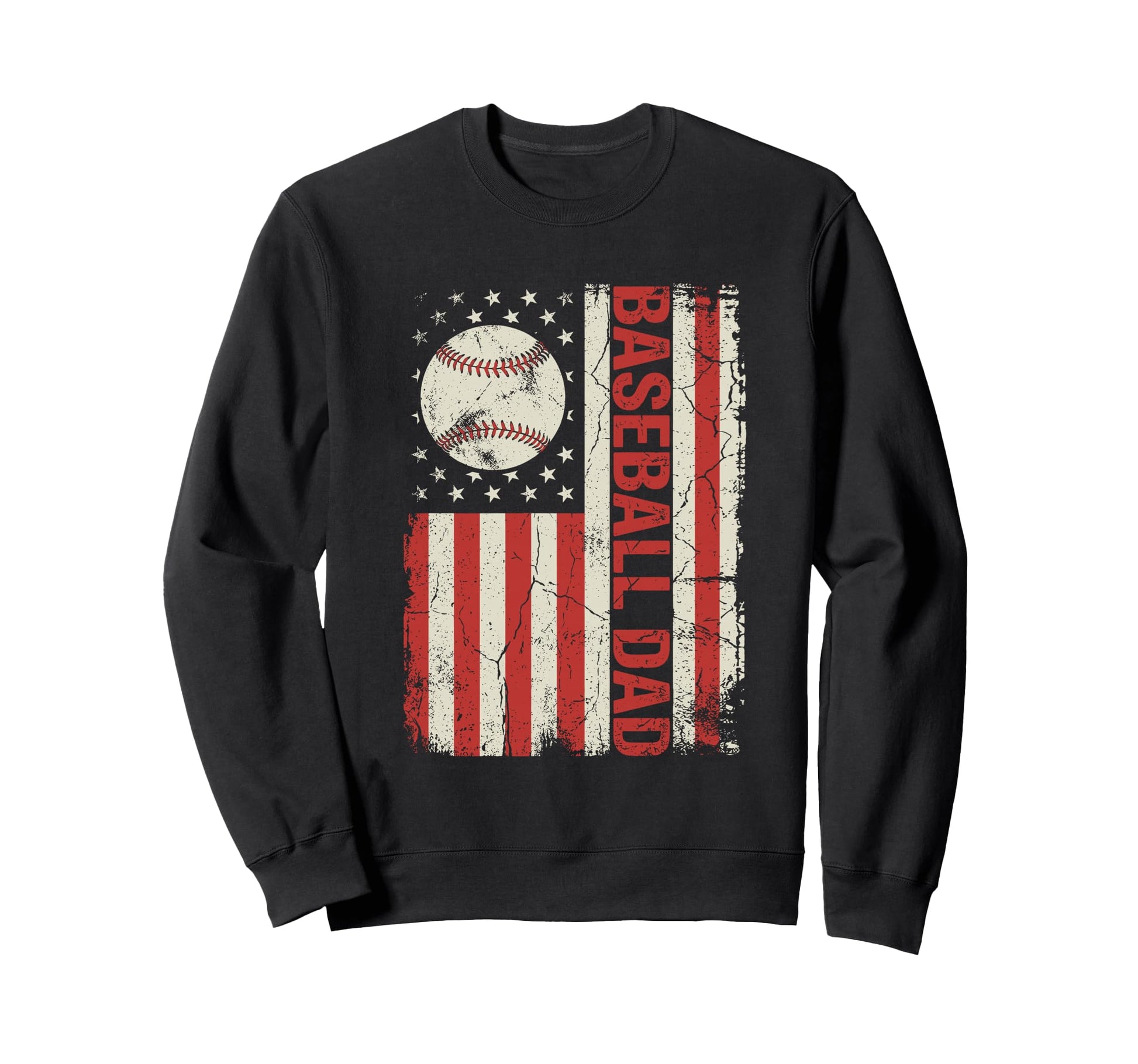 Baseball Dad American Flag Sweatshirt - Aesthetic Graphic for Adults - T-Shirt, Sweatshirt, Hoodie