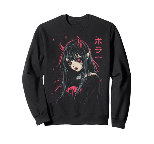 Anime Horror Aesthetic Vaporwave Waifu Sweatshirt - Trendy Graphic Unisex - T-Shirt, Sweatshirt, Hoodie
