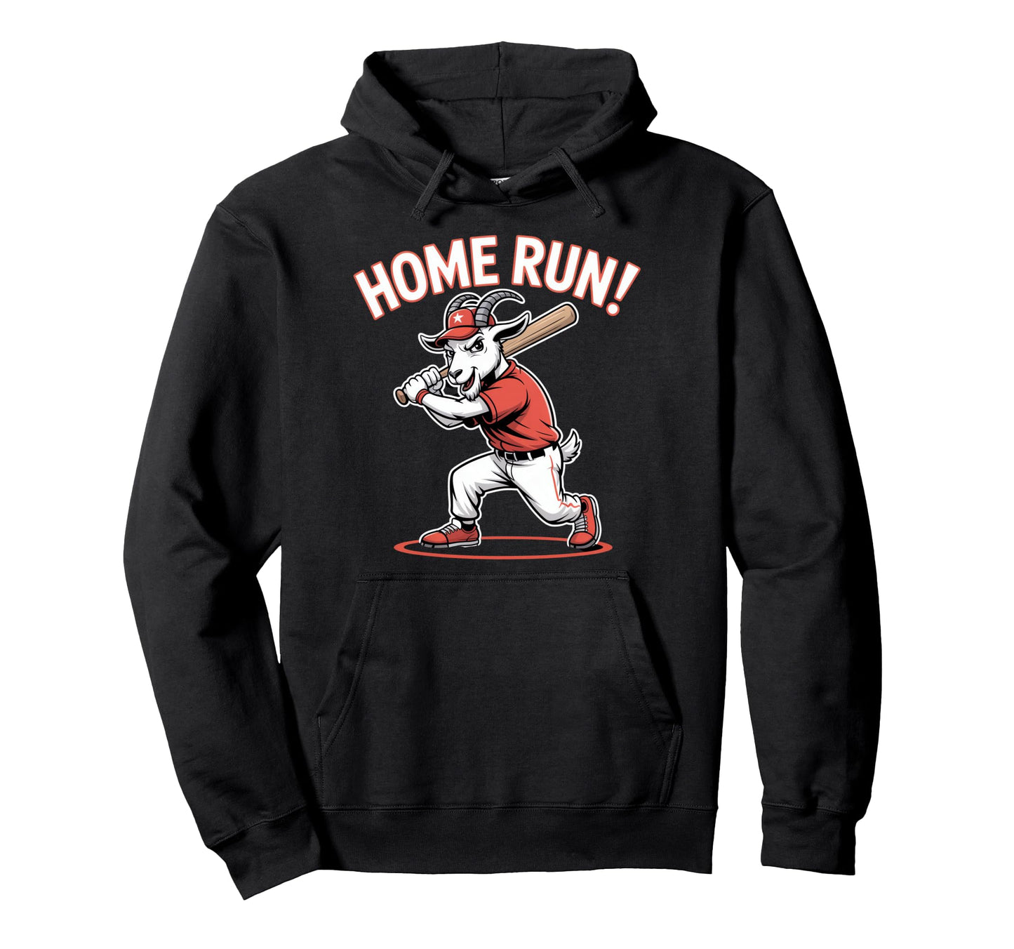 Home Run Baseball Goat Batter Funny Hoodie - Trendy Graphic for Adults - T-Shirt, Sweatshirt, Hoodie