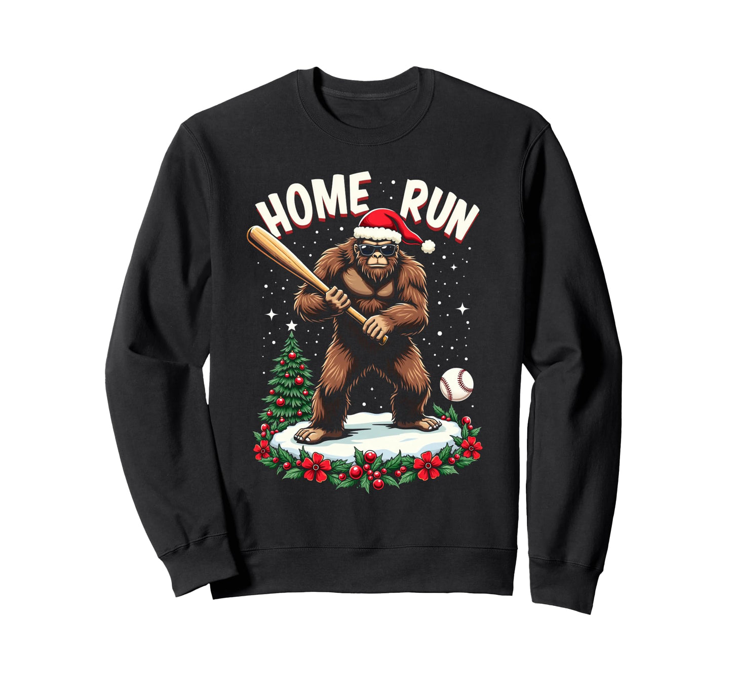 Homerun Bigfoot Playing Baseball Sweatshirt - Aesthetic Graphic Unisex - T-Shirt, Sweatshirt, Hoodie