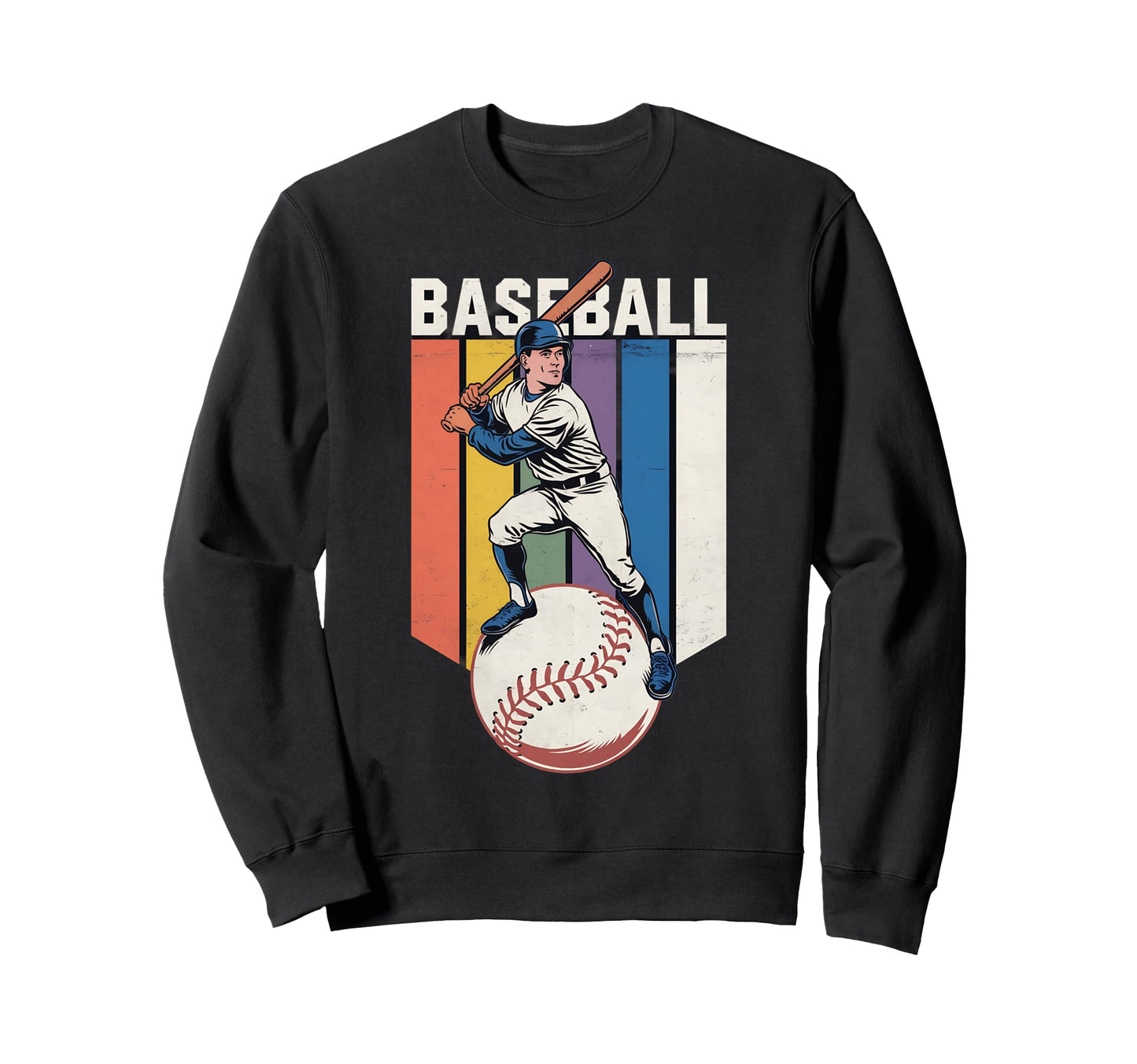 Baseball Player Sports Rainbow Sweatshirt - Trendy Graphic Men Women - T-Shirt, Sweatshirt, Hoodie