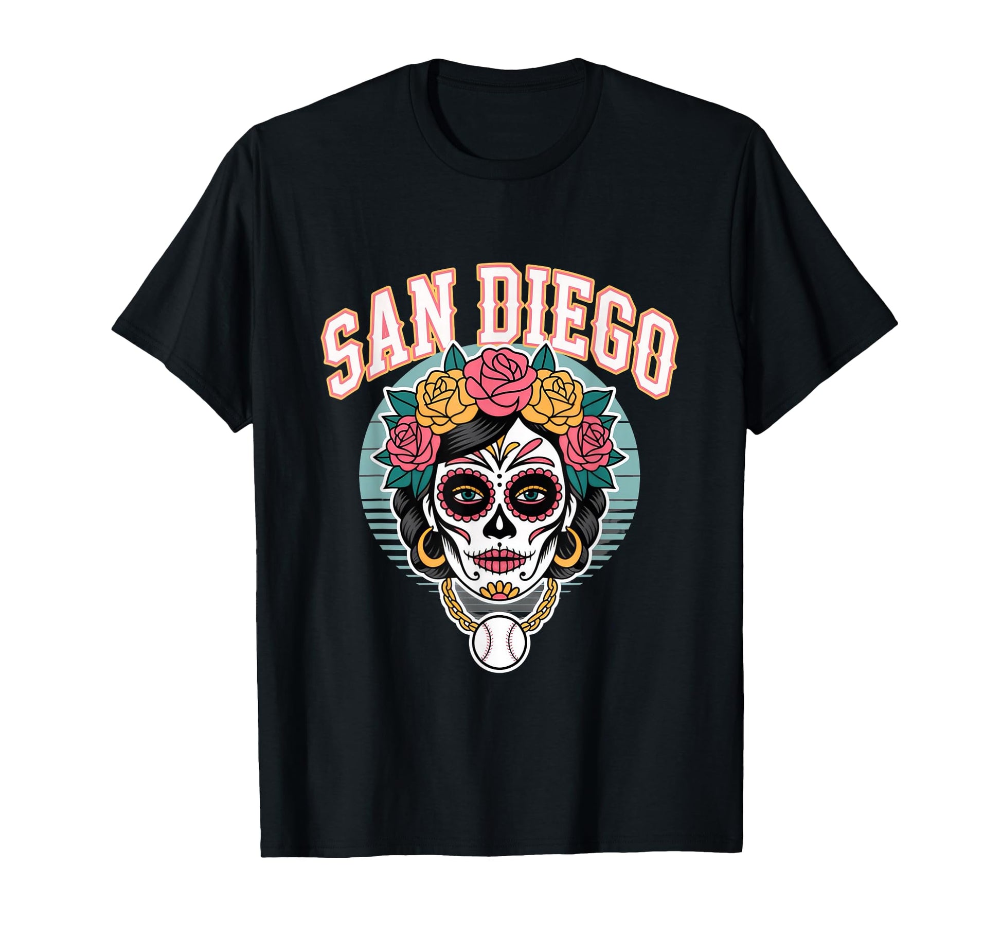 San Diego Sugar Skull Flower City T-Shirt - Graphic Print Men Women - T-Shirt, Sweatshirt, Hoodie