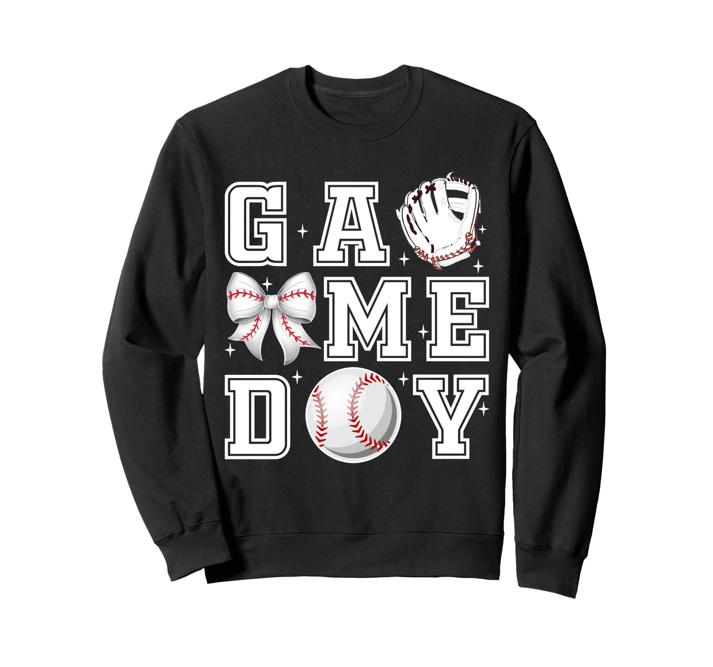 Baseball Coquette Bow Gameday Sweatshirt - Minimalist Print for Adults - T-Shirt, Sweatshirt, Hoodie