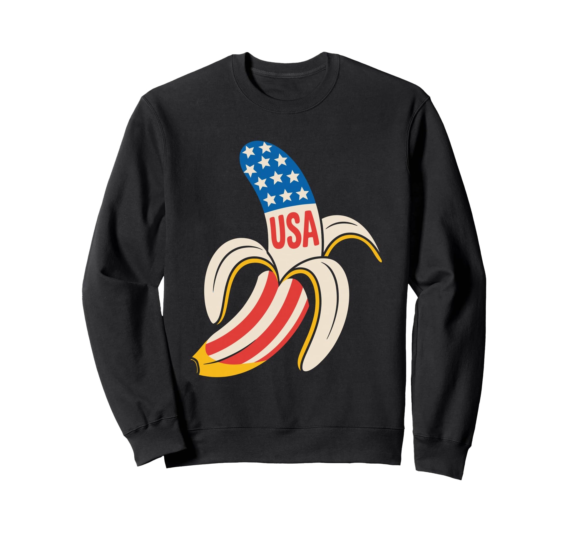 Funny Banana Baseball Usa Flag Cartoon Sweatshirt - Unique Graphic Unisex - T-Shirt, Sweatshirt, Hoodie